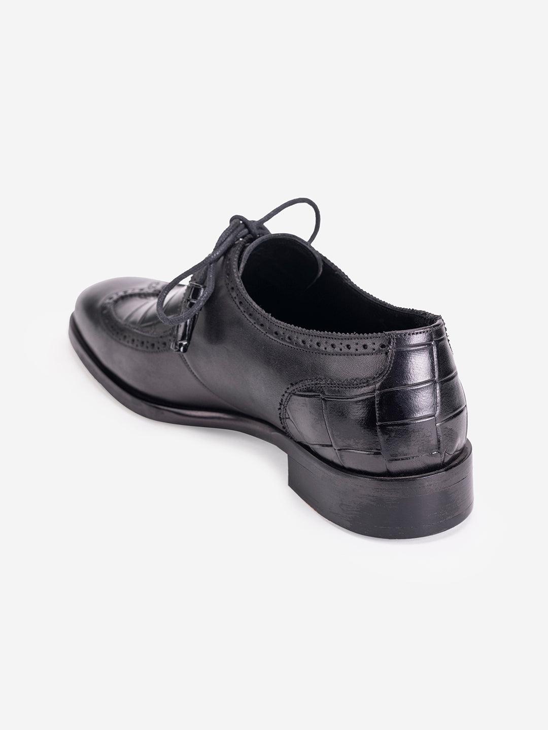 Black lace loafers with tassels