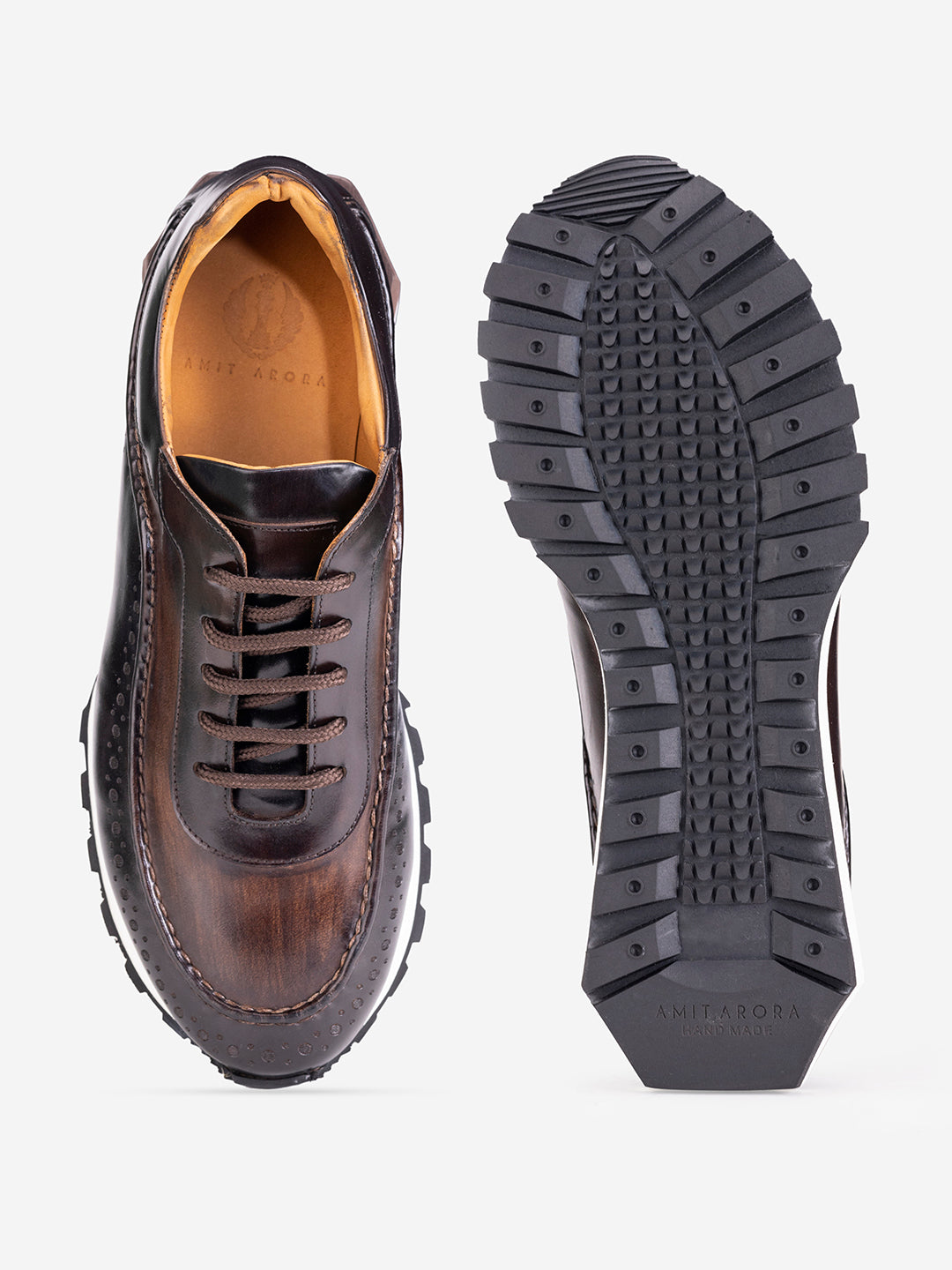 Brown chunky lace up sneakers