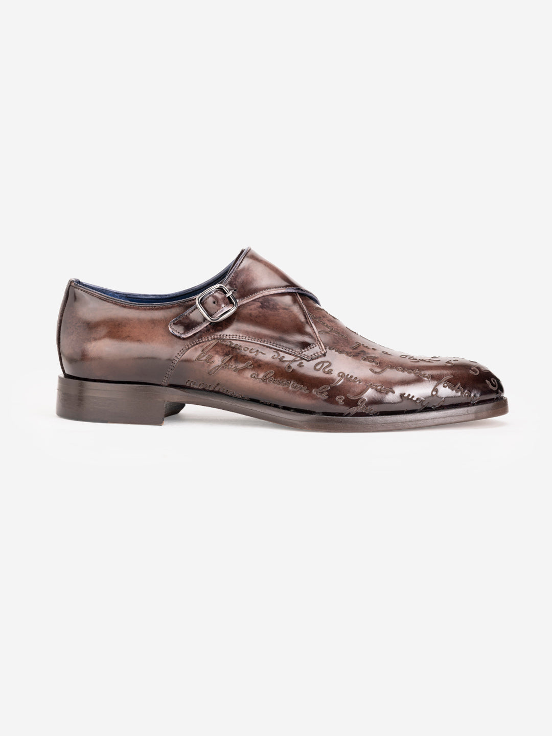 Brown engraved loafers with buckle