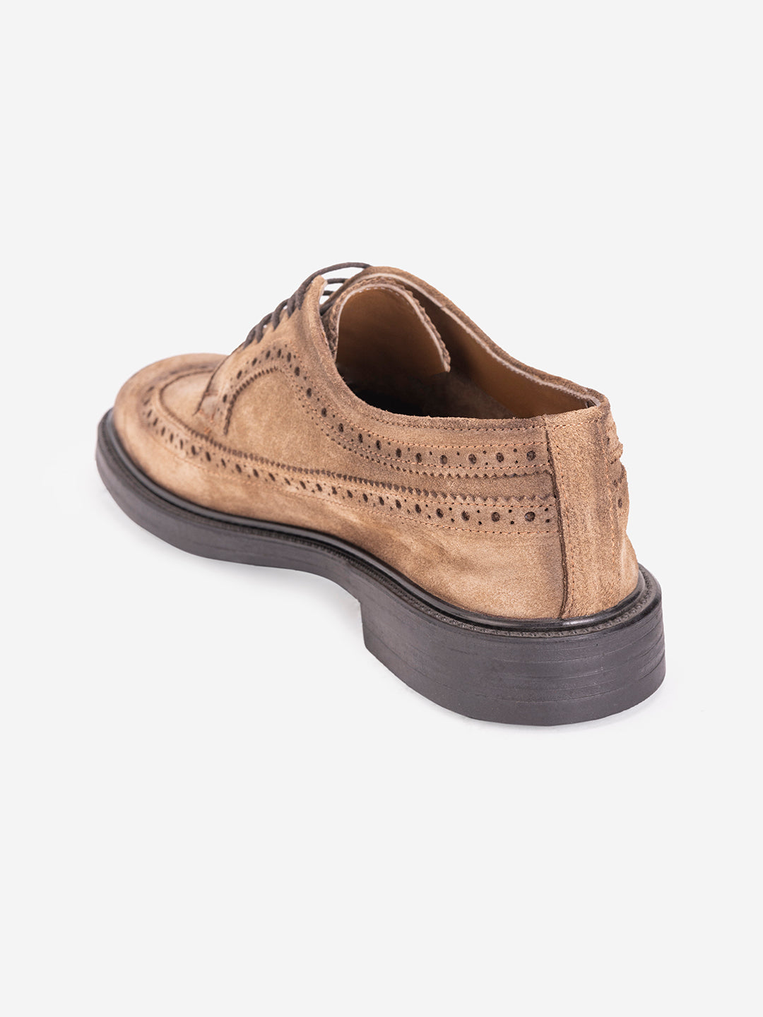 Beige suede lace loafers