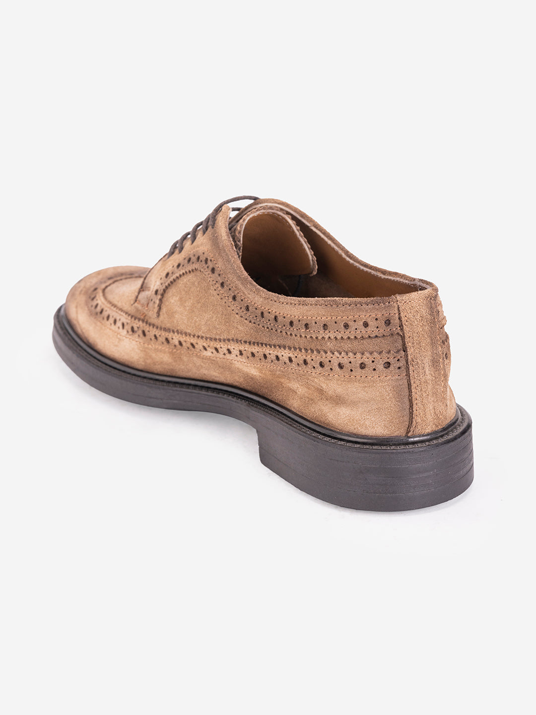 Beige suede lace loafers