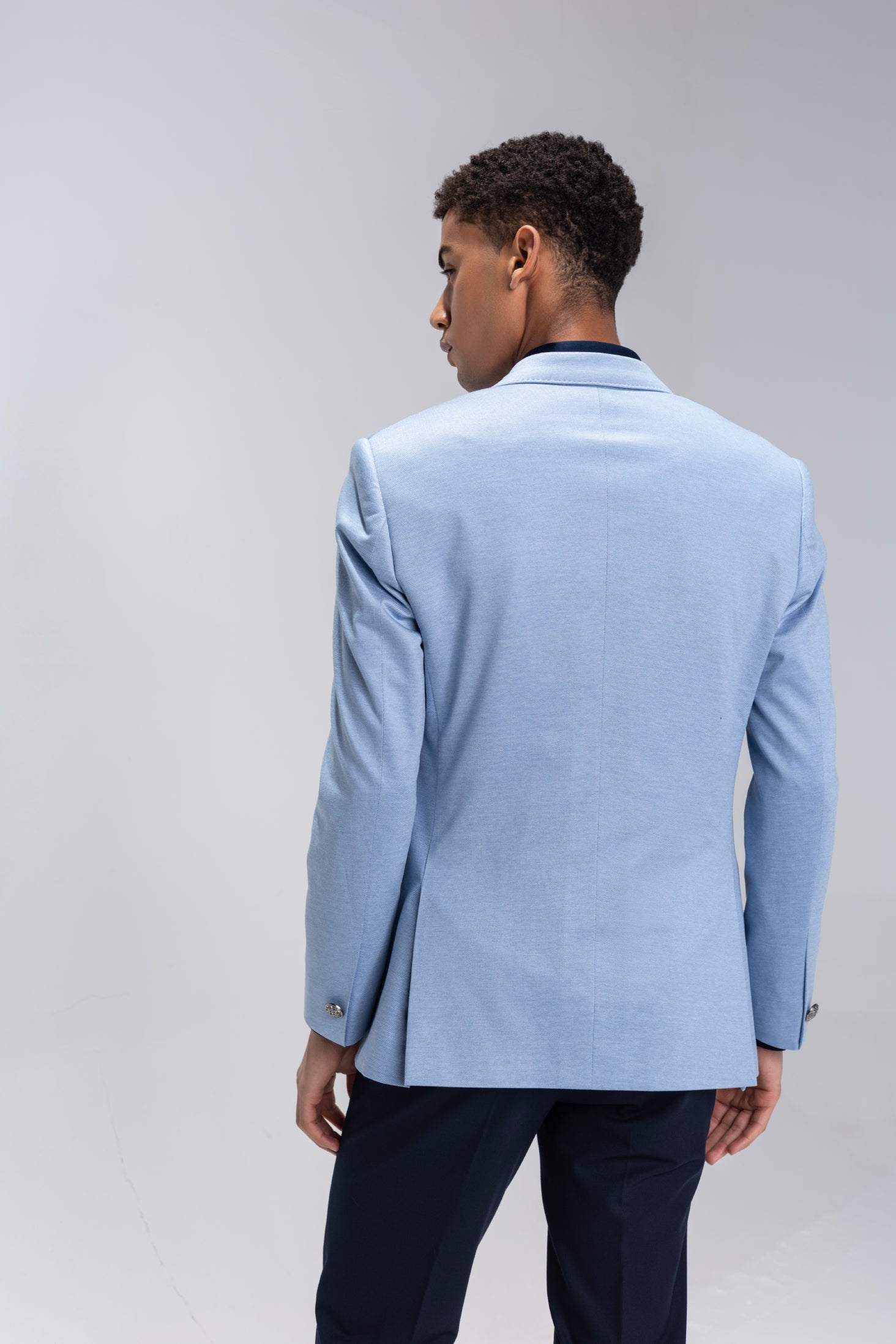 buy branded Sky blue  blazer with zip detailing