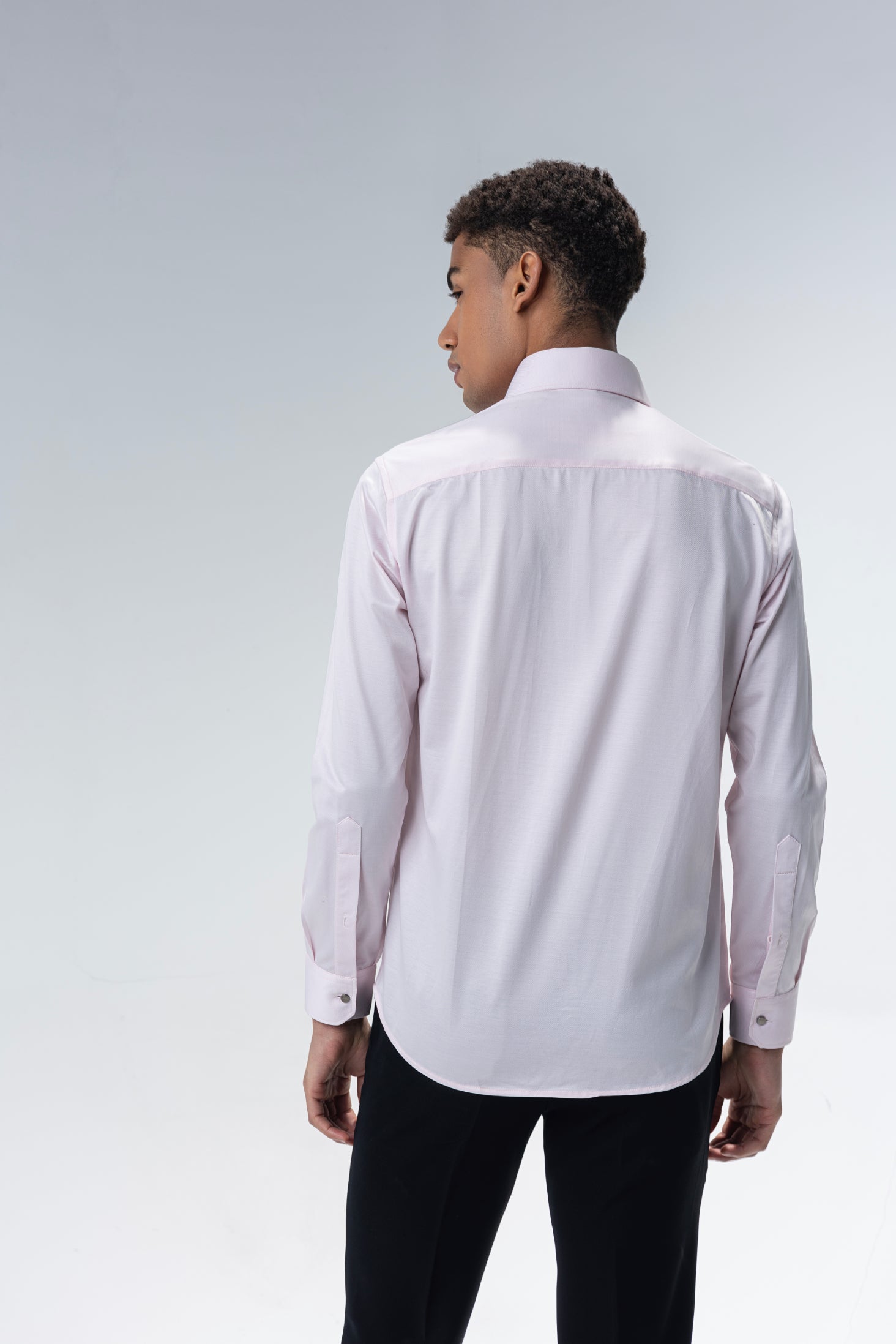 Baby pink full sleeved shirt with bicycle brooch on collar