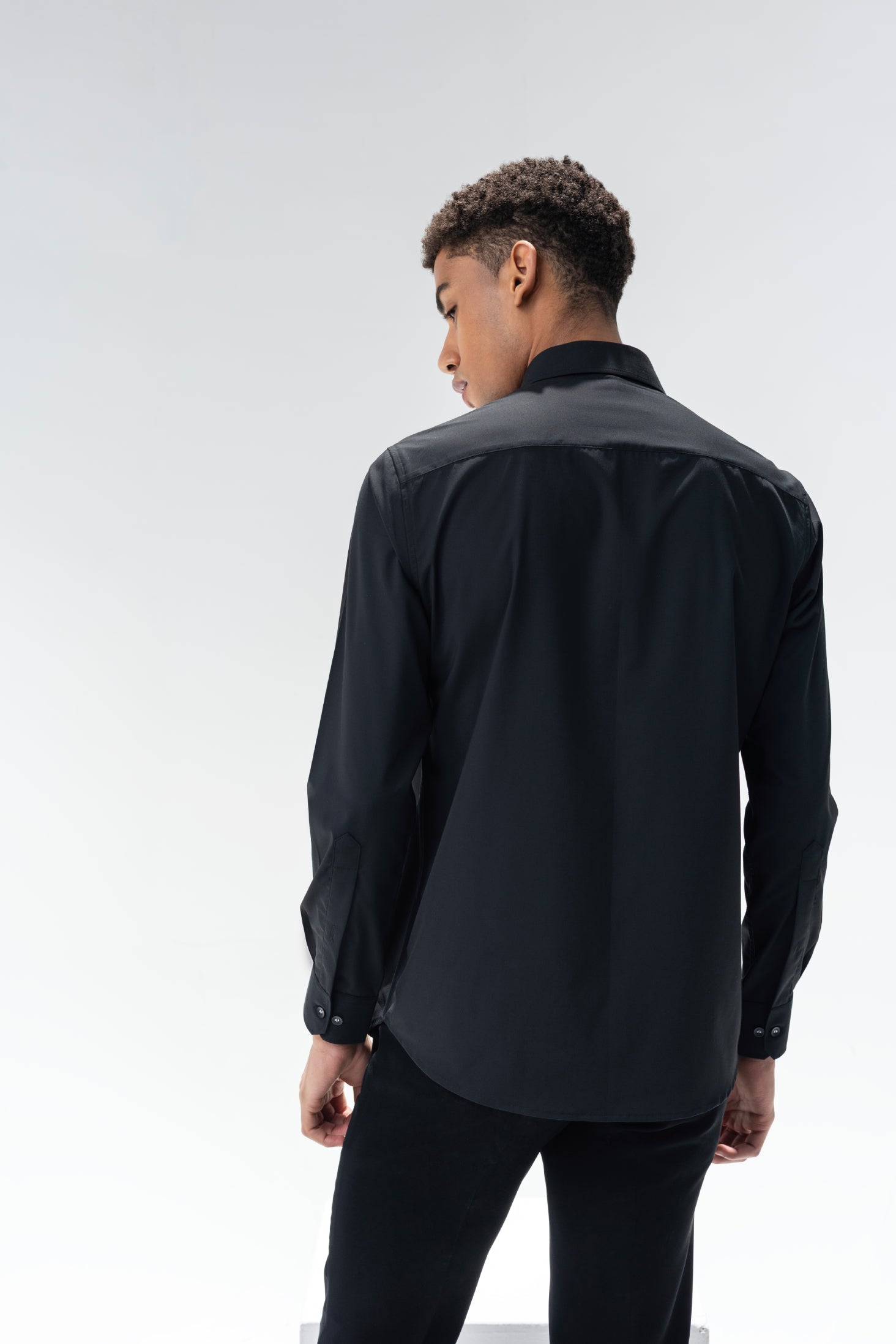 Black shirt with hand-embroidered Butterfly