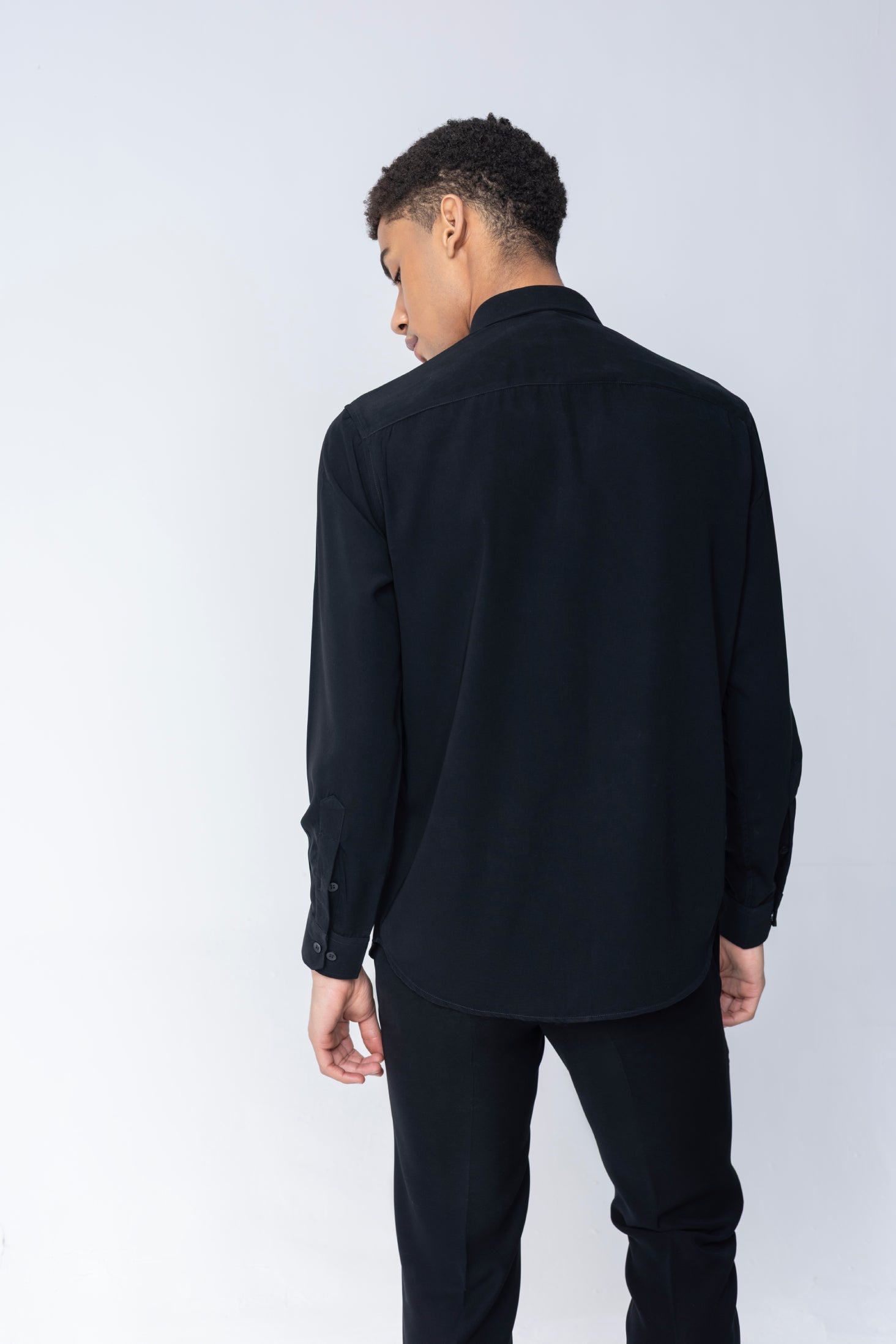 Black shirt with hand-embroidered Butterfly