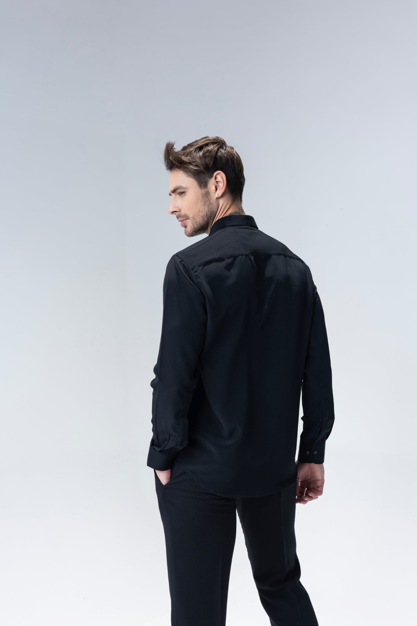 Black shirt with hand-embroidered Key