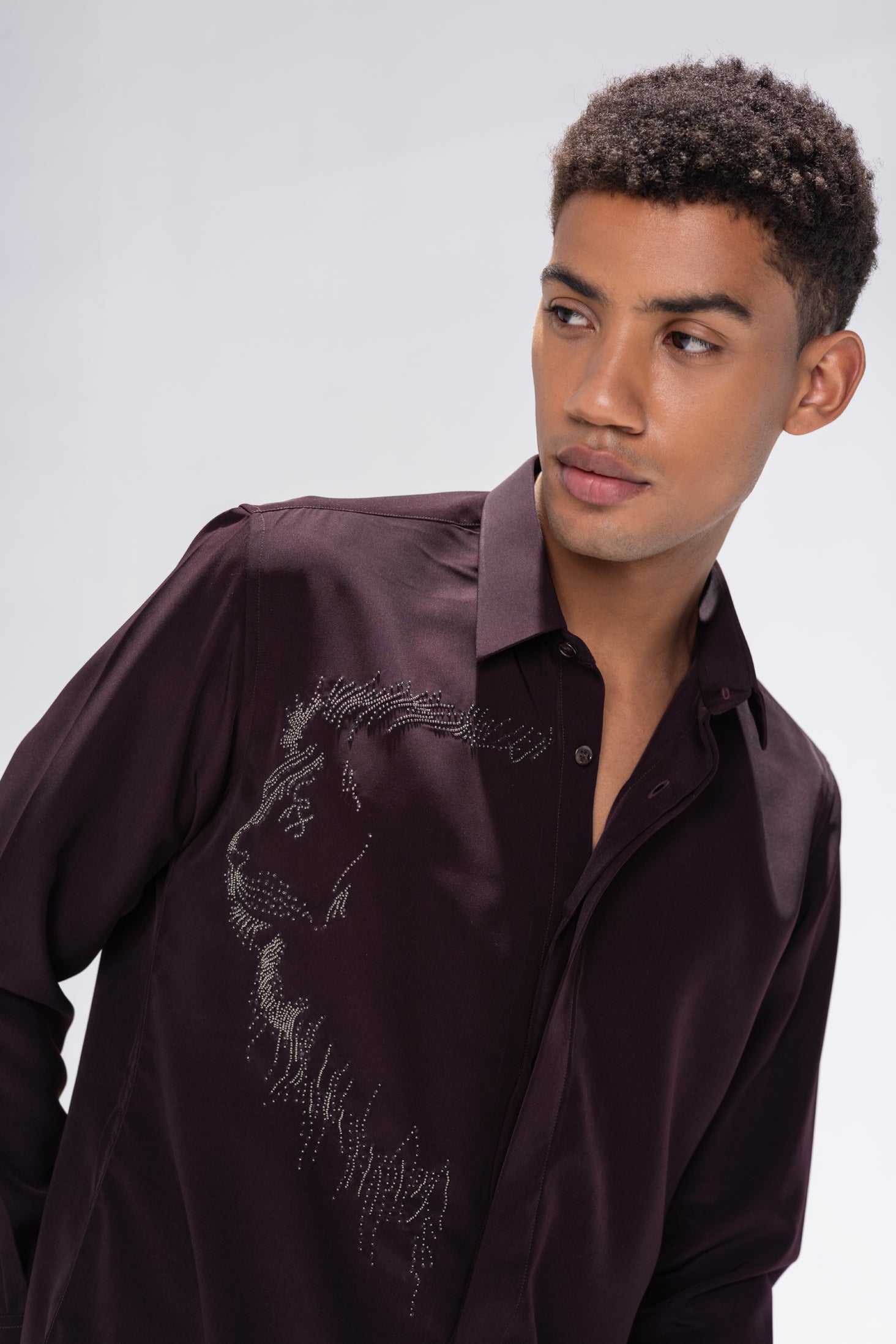 Brown shirt with hand-embroidered Lion