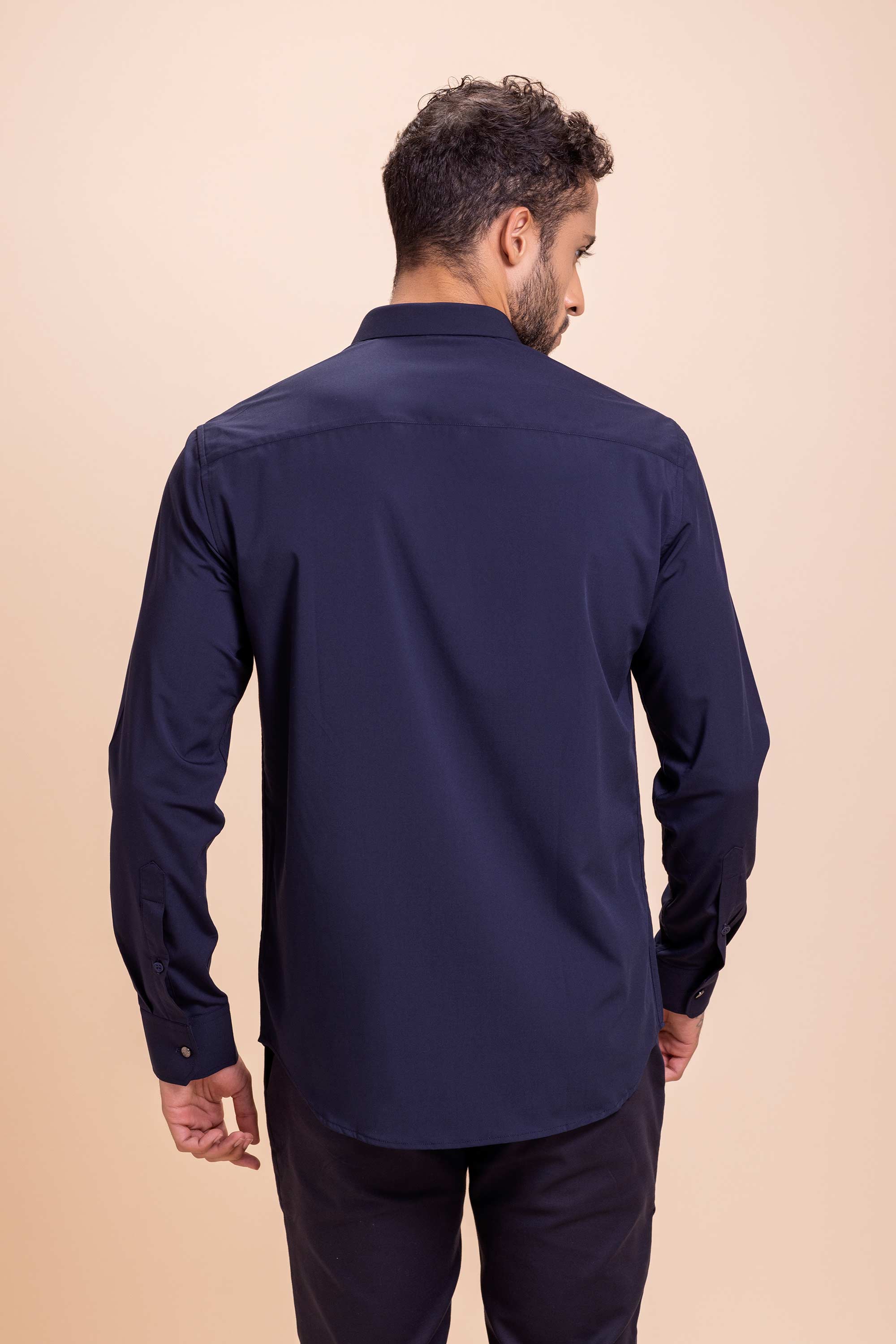 Navy Blue Brooch Shirt