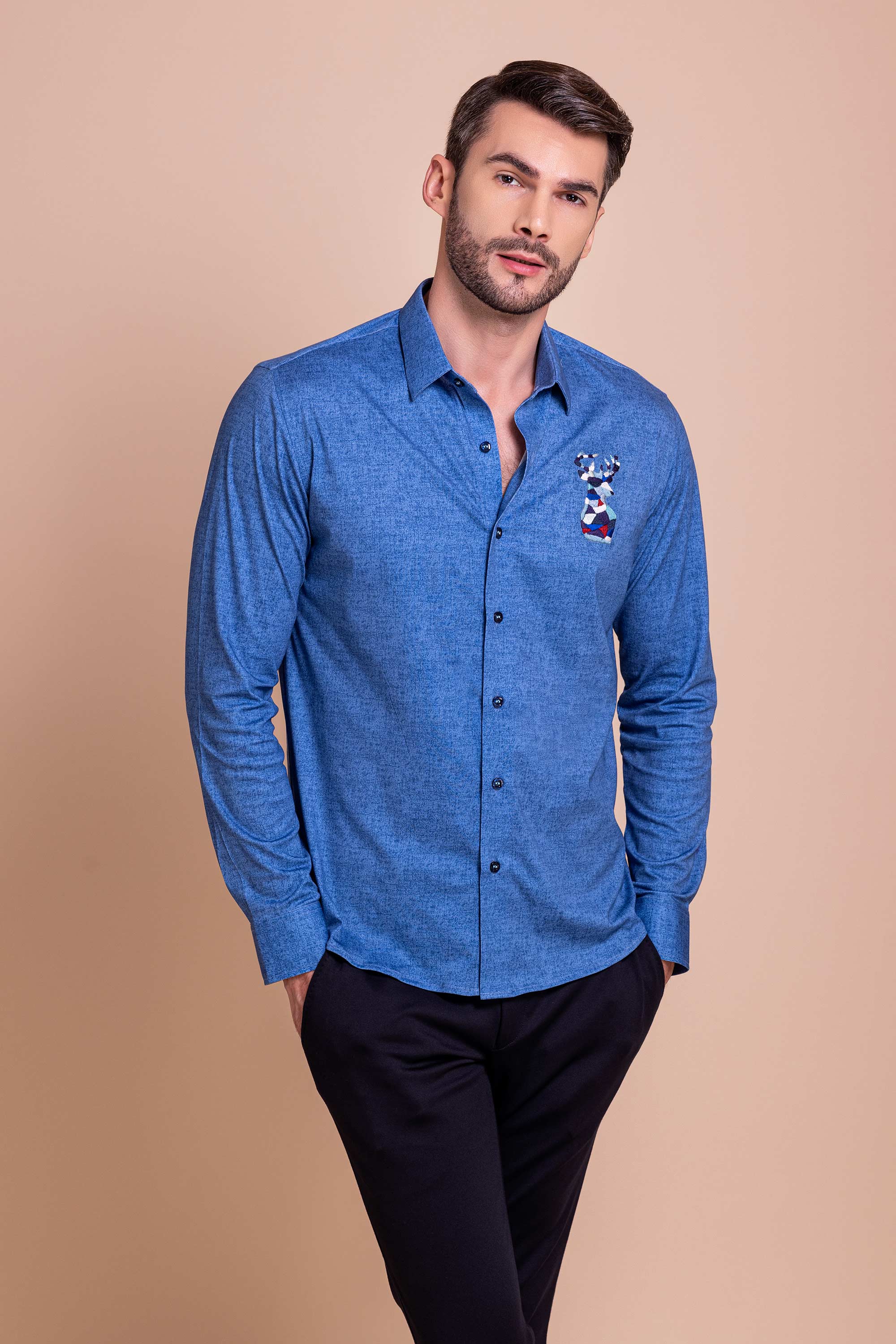 Blue Embroidered Shirt