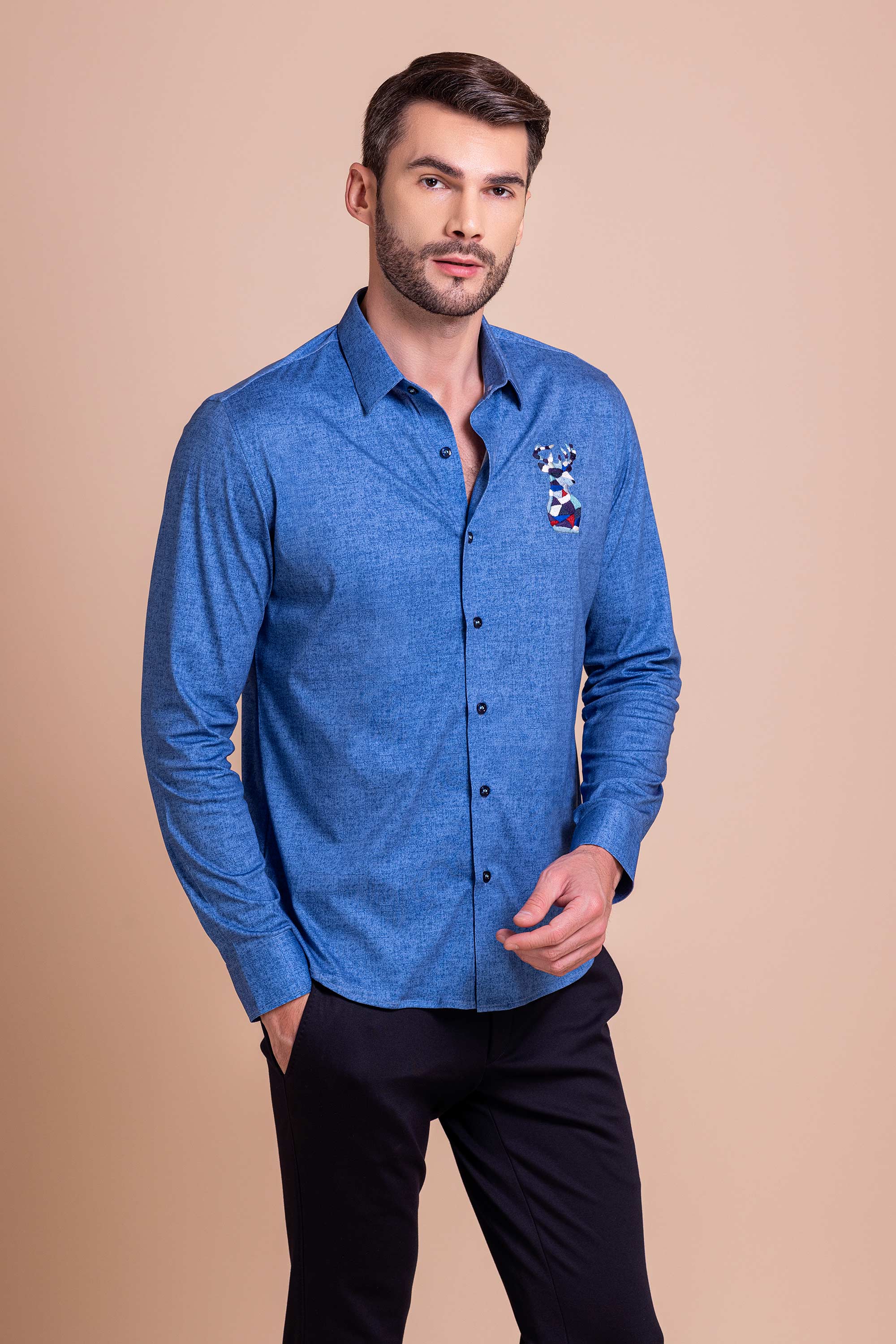 Blue Embroidered Shirt