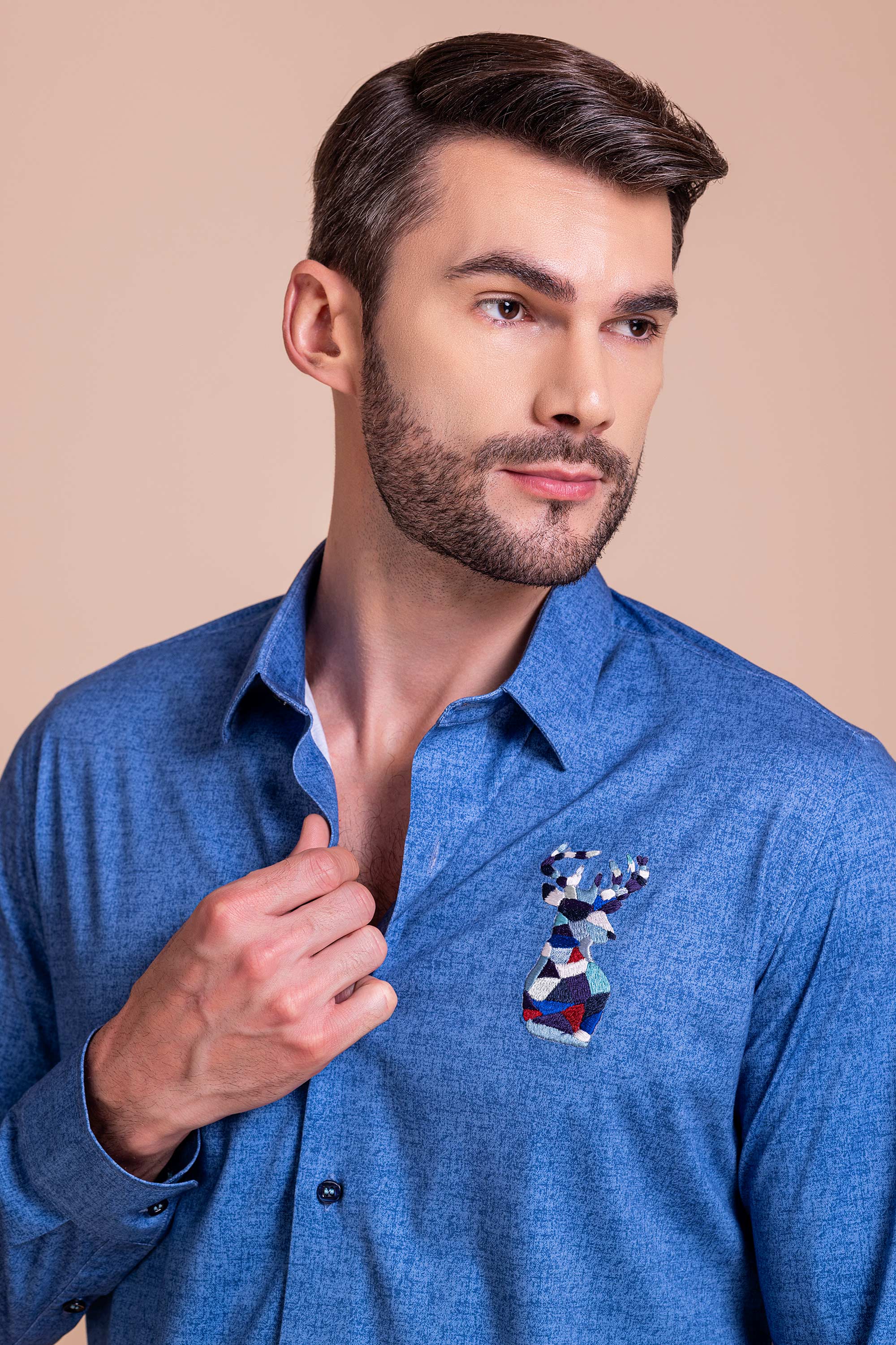 Blue Embroidered Shirt