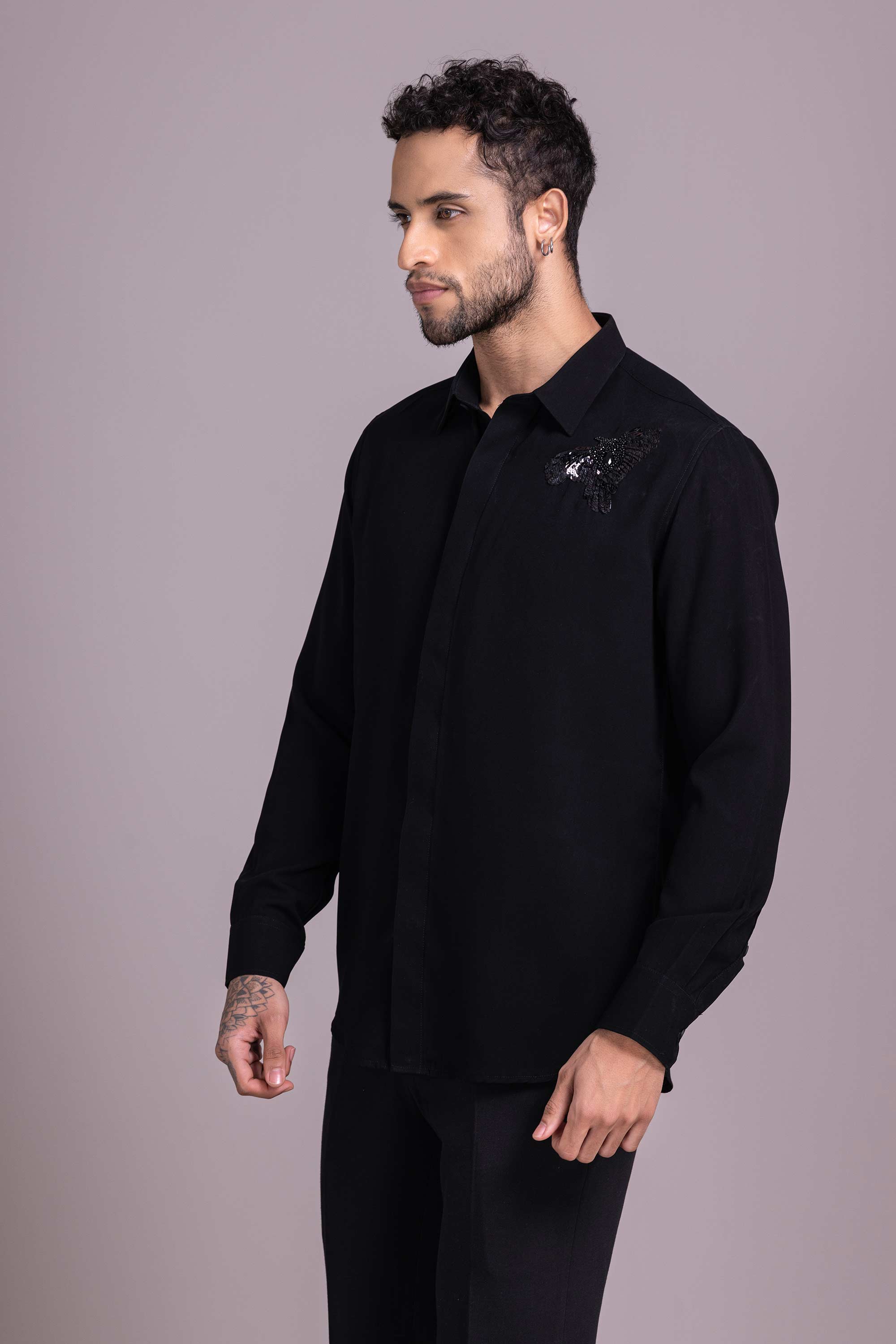 Black Embroidered Shirt