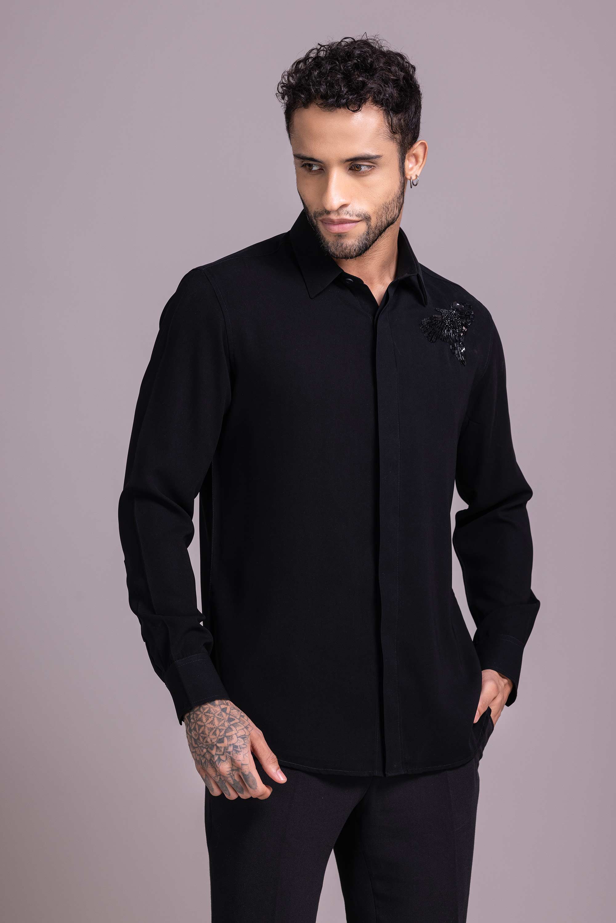 Black Embroidered Shirt