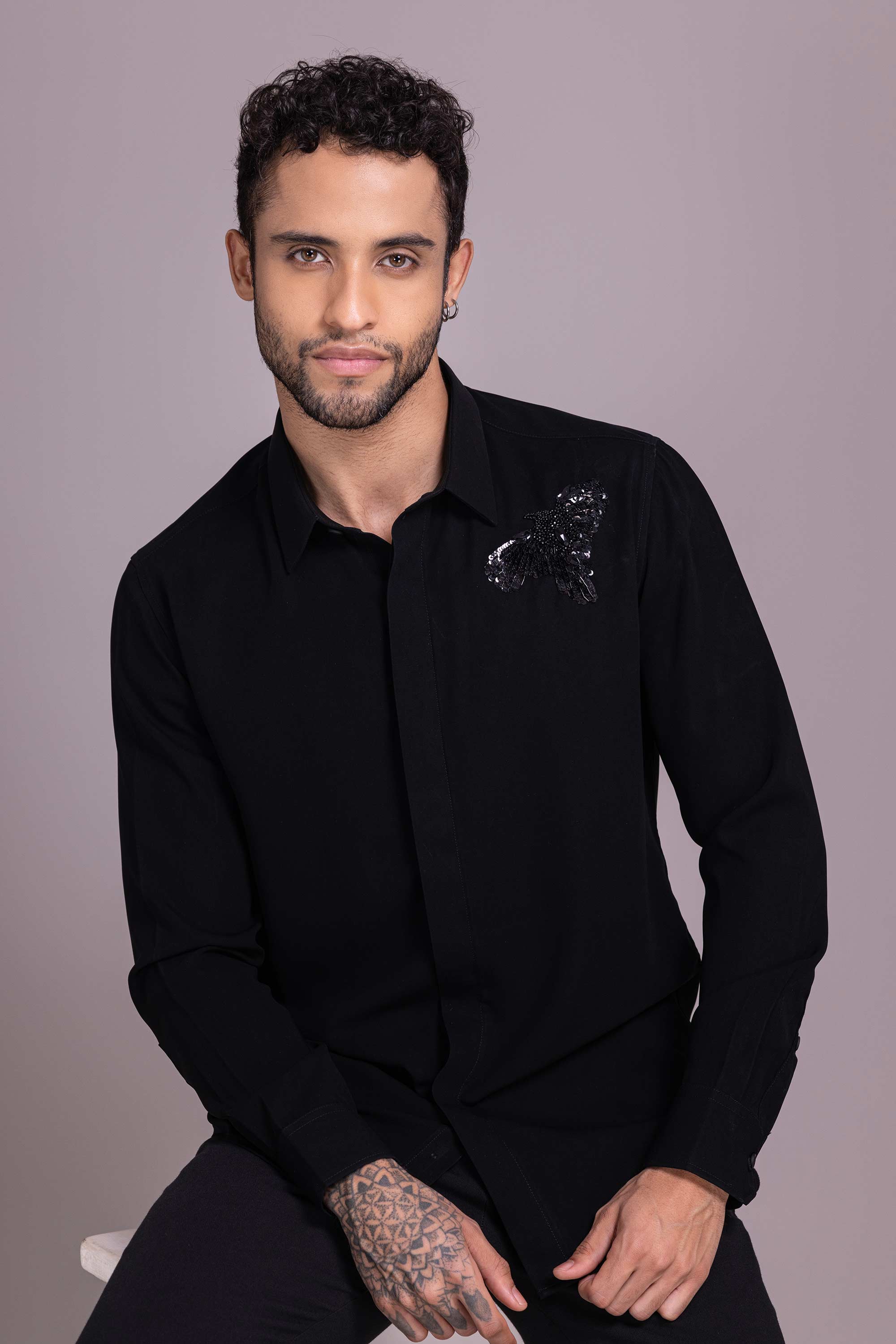 Black Embroidered Shirt