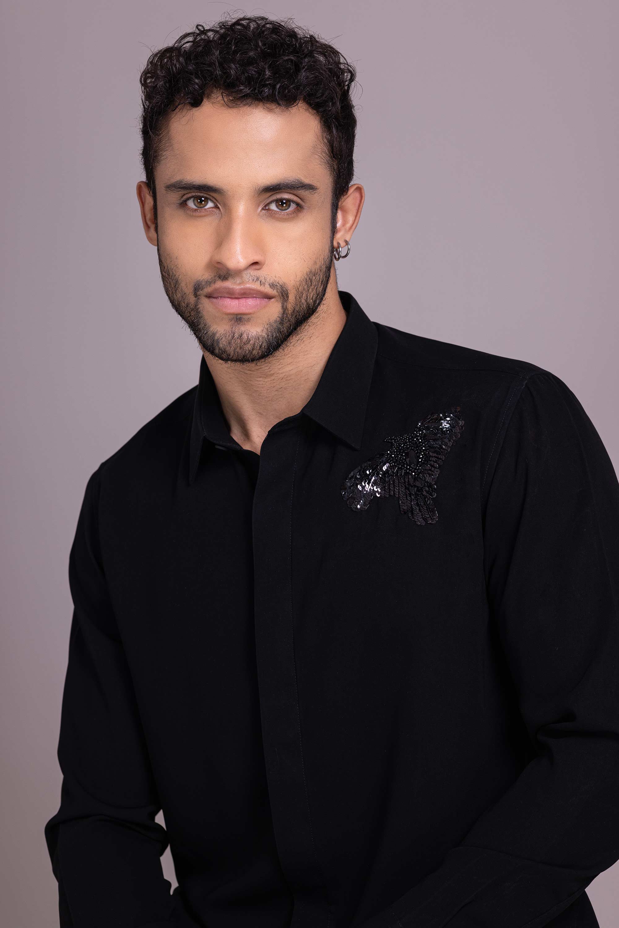 Black Embroidered Shirt