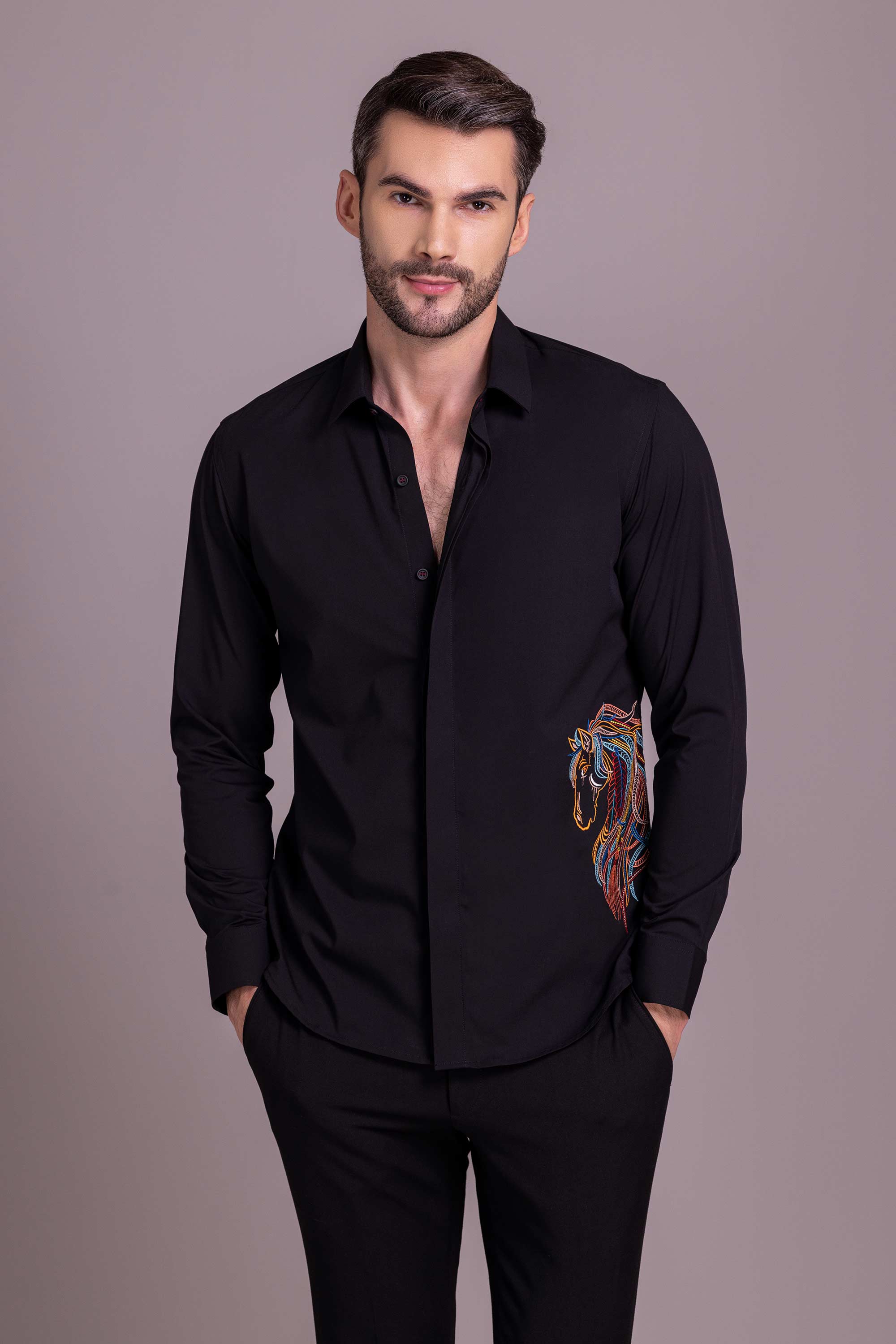 Black Embroidered Shirt