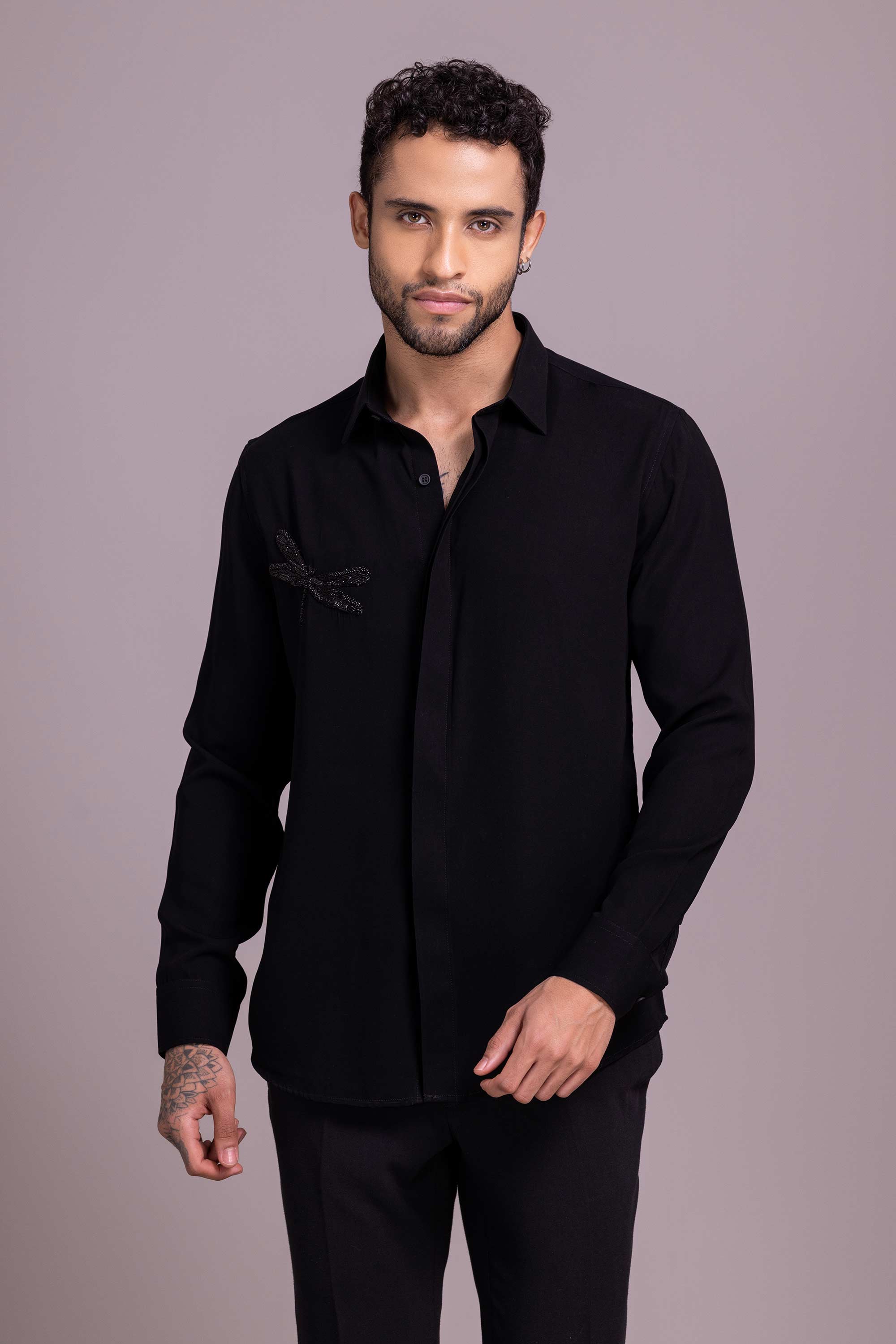 Black Embroidered Shirt