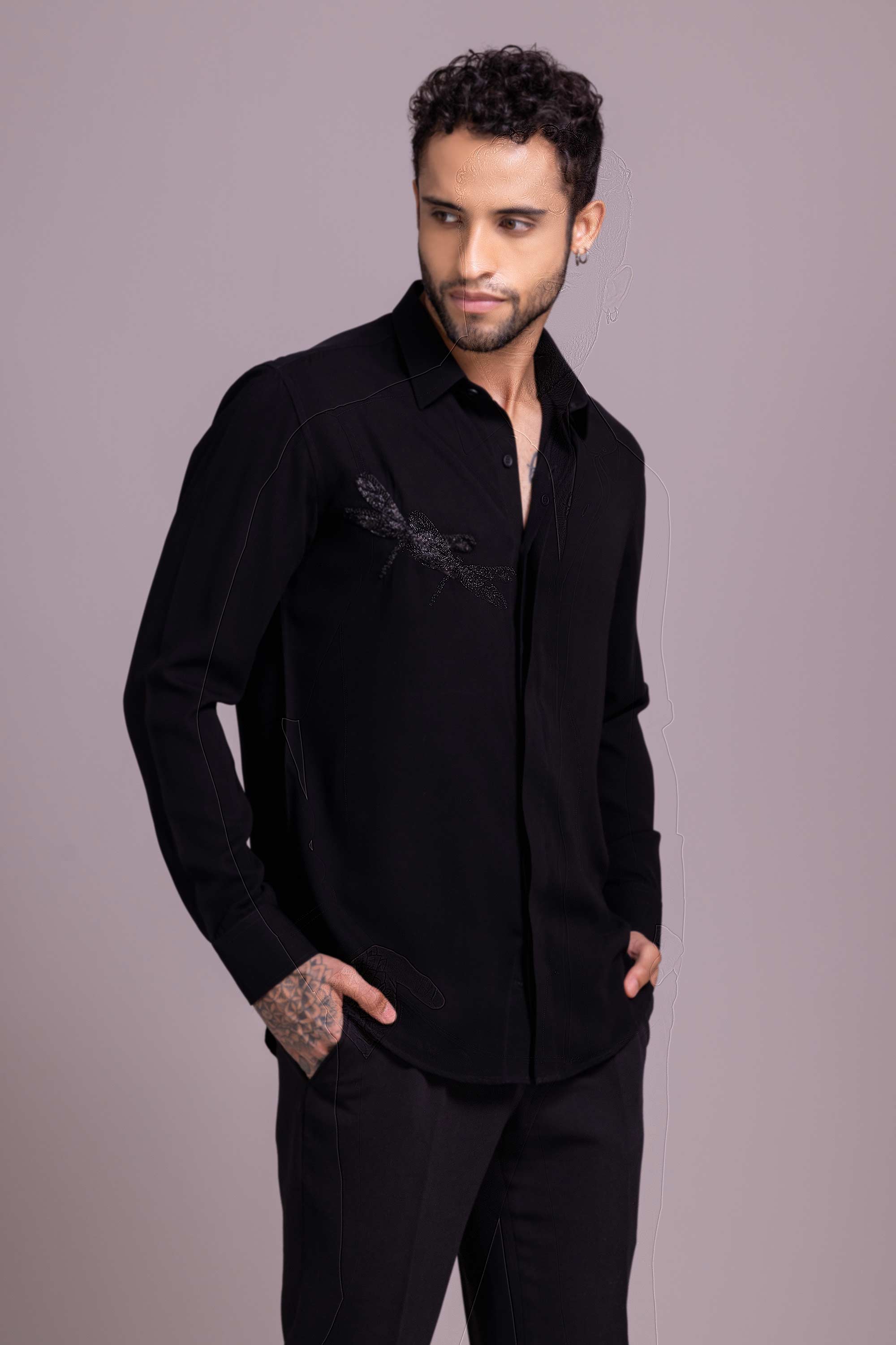 Black Embroidered Shirt