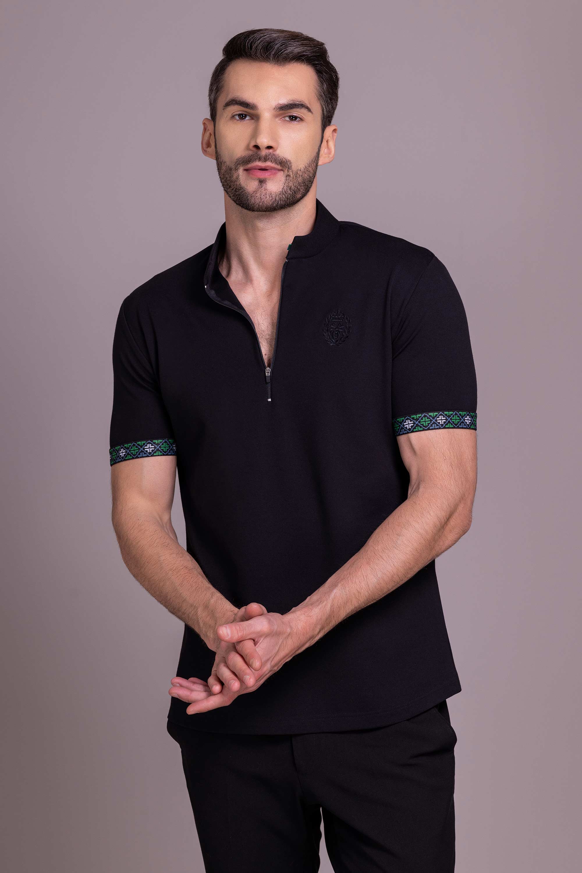 Black T- Shirt with Zipper