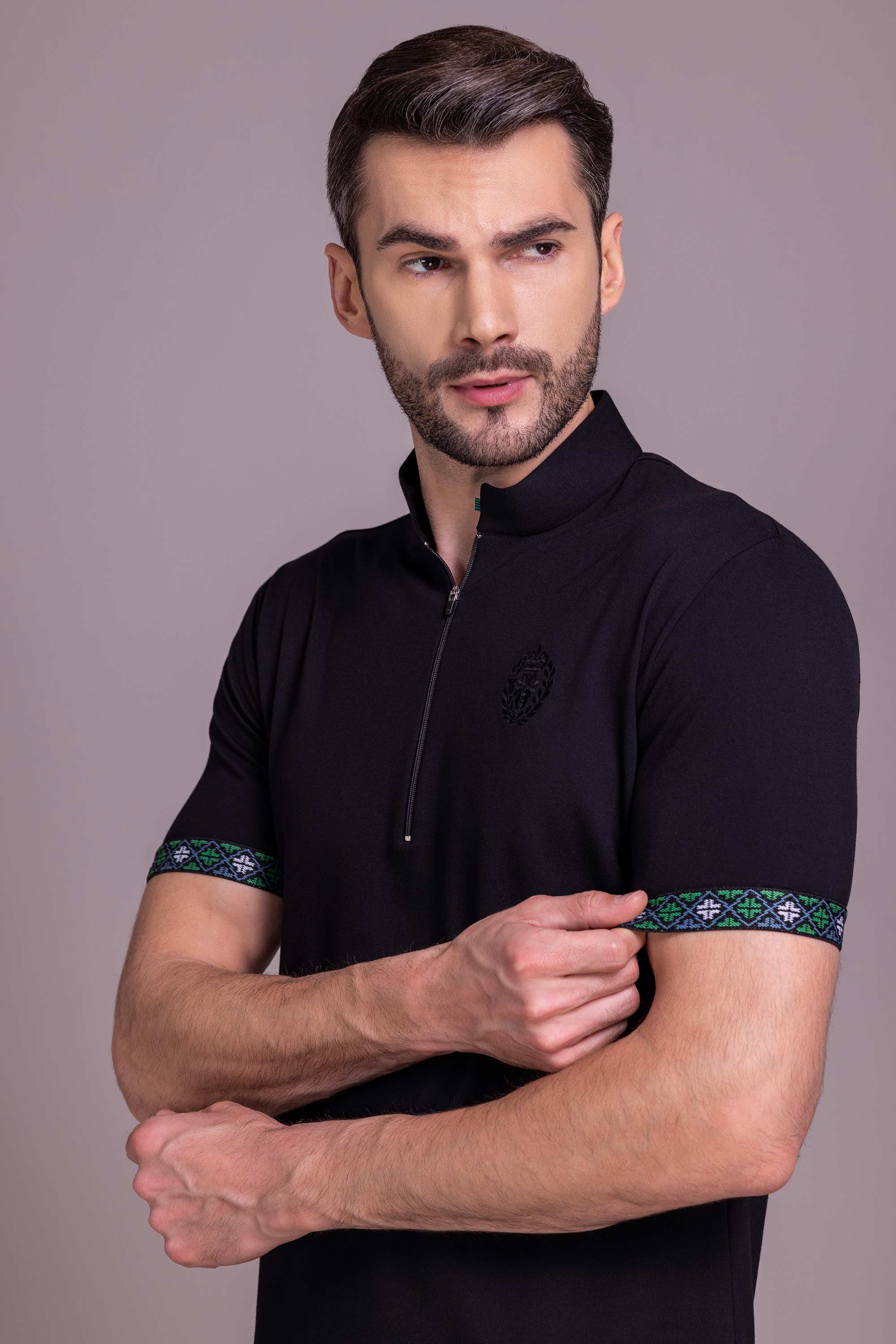 Black T- Shirt with Zipper