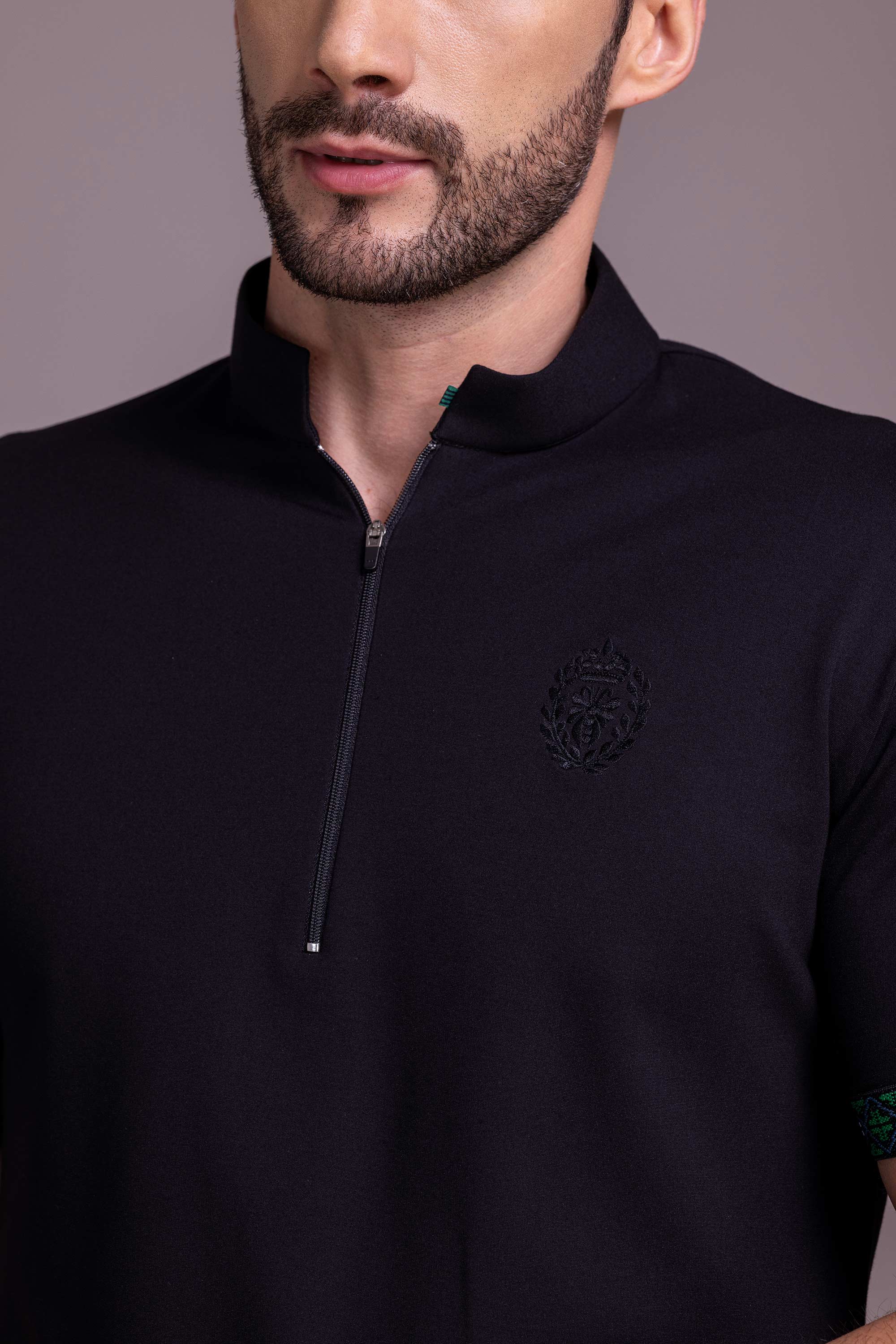 Black T- Shirt with Zipper