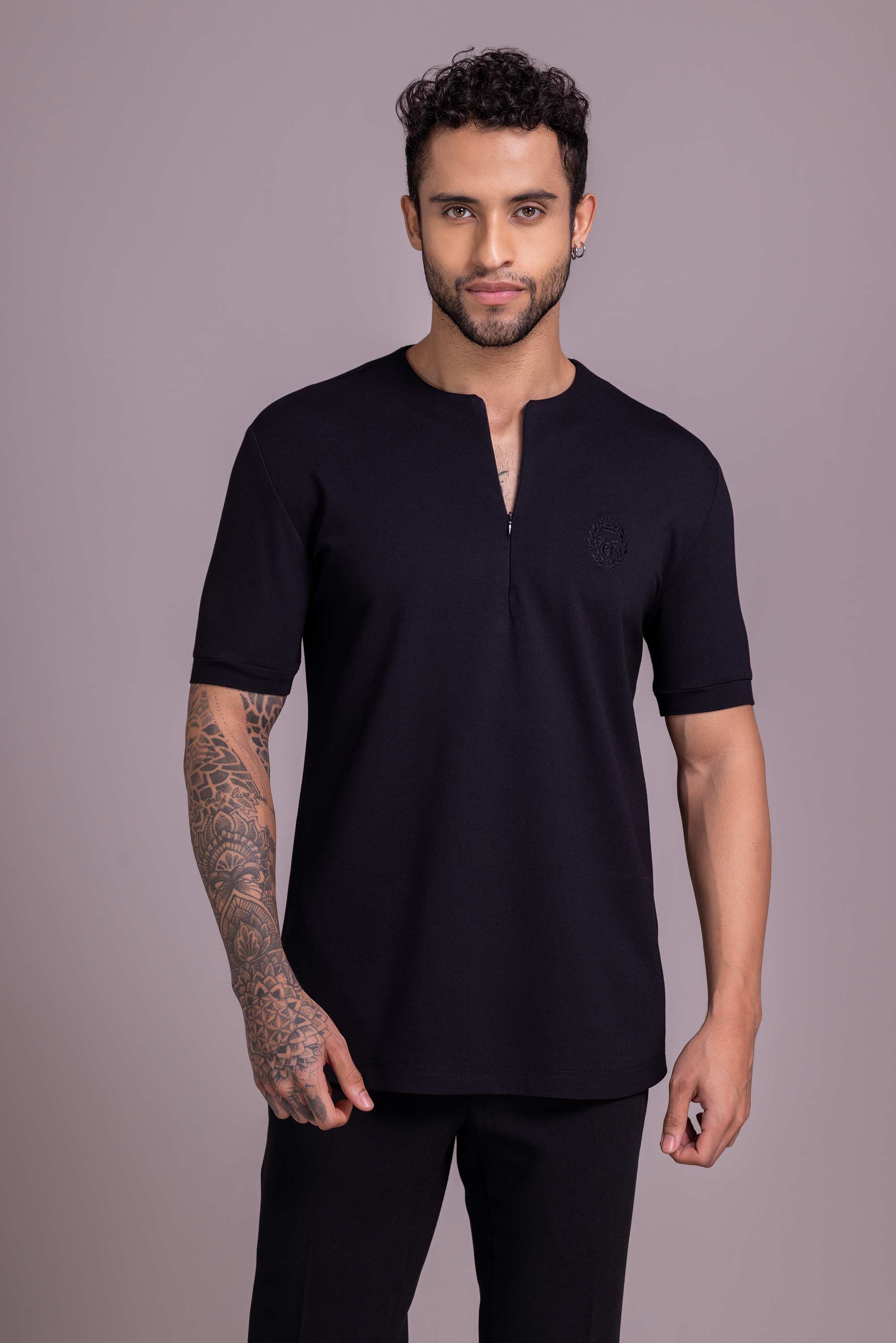 Black T- Shirt with Zipper
