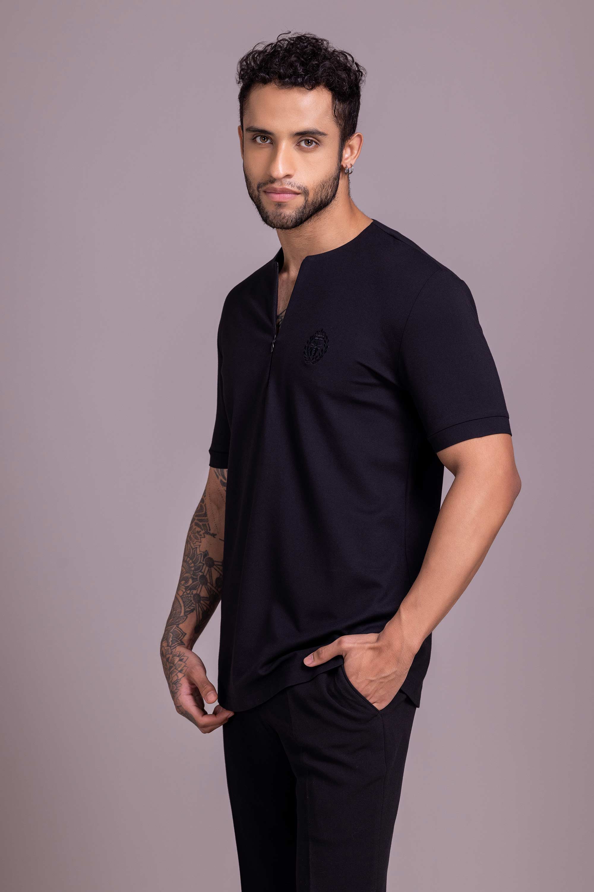 Black T- Shirt with Zipper