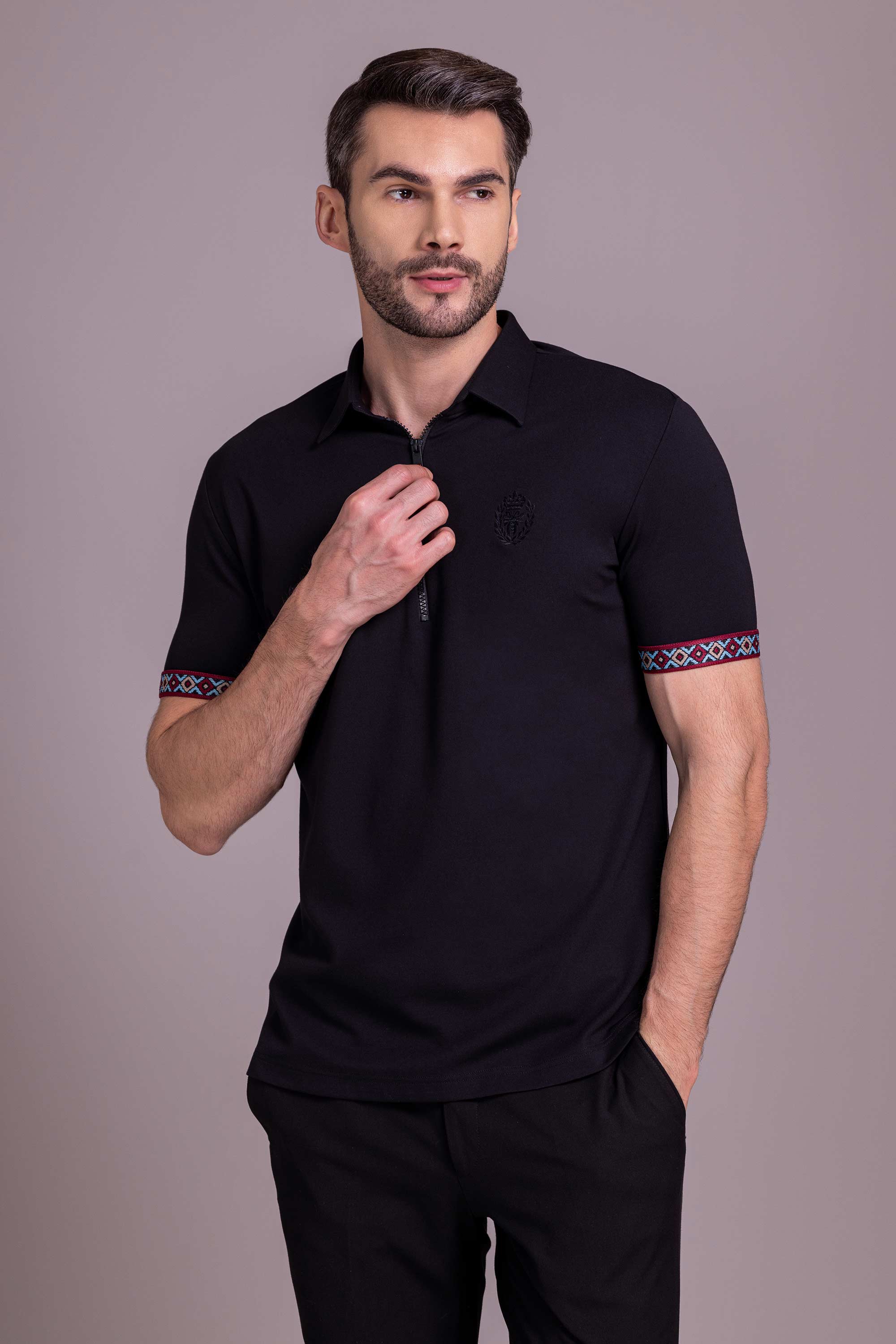 Black T- Shirt with Zipper