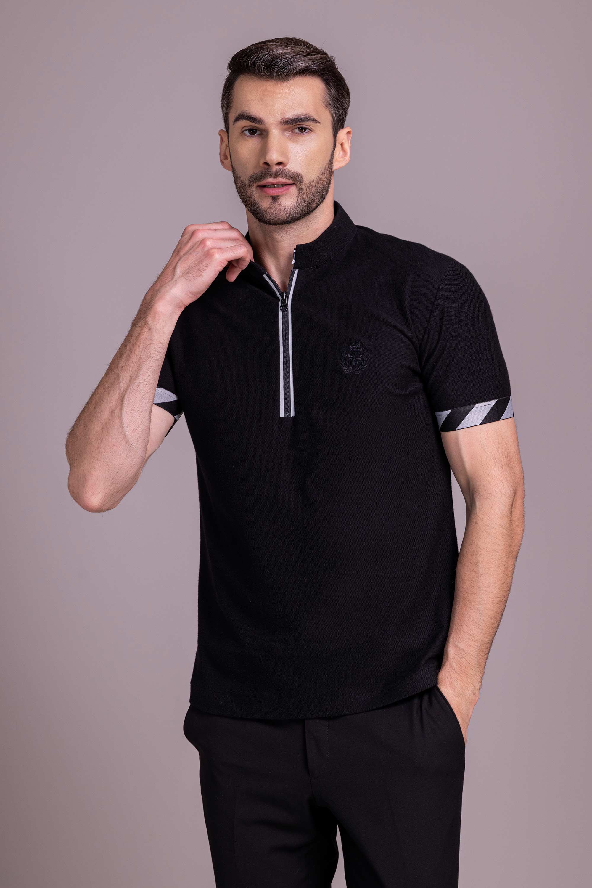Black T- Shirt with Zipper