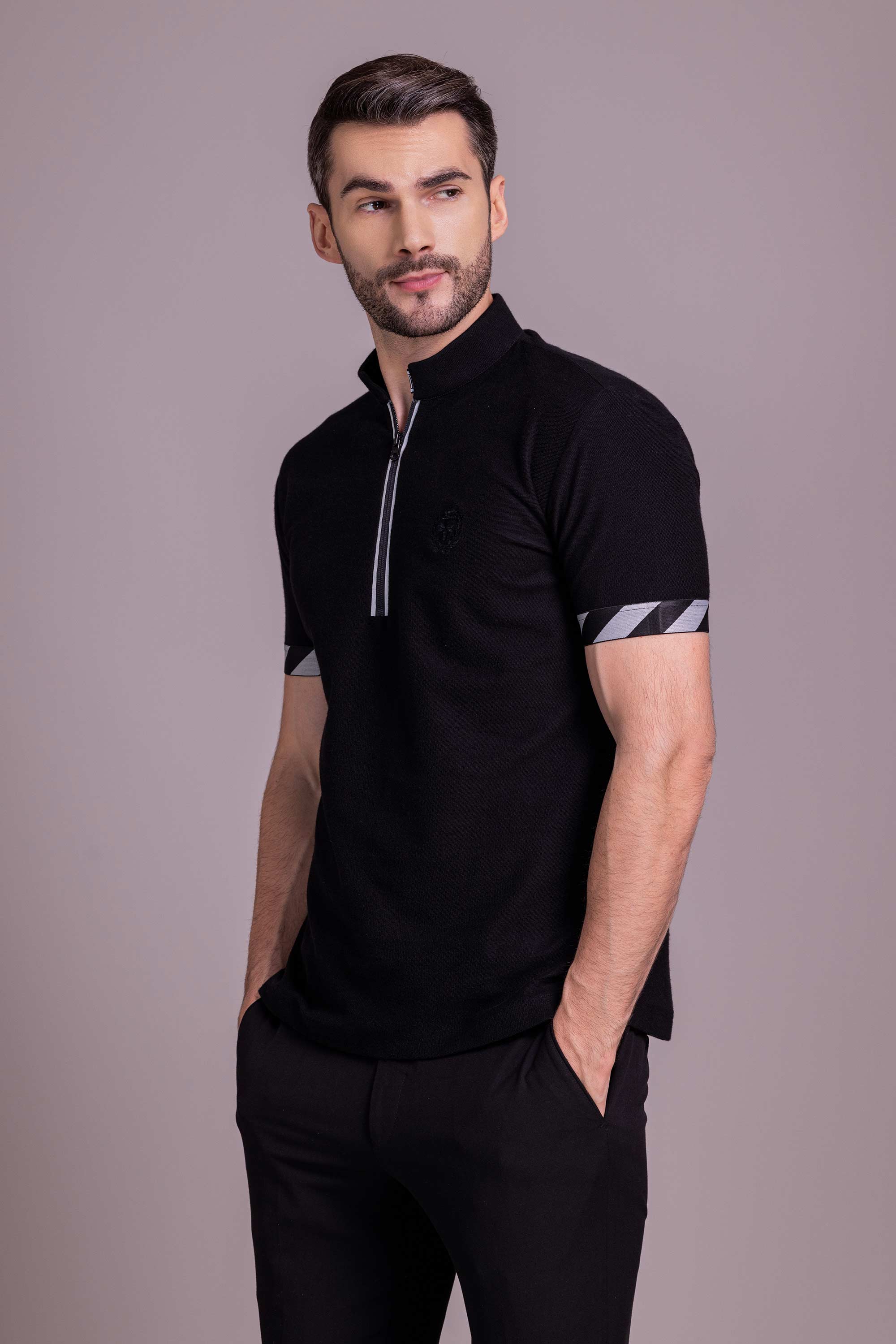 Black T- Shirt with Zipper