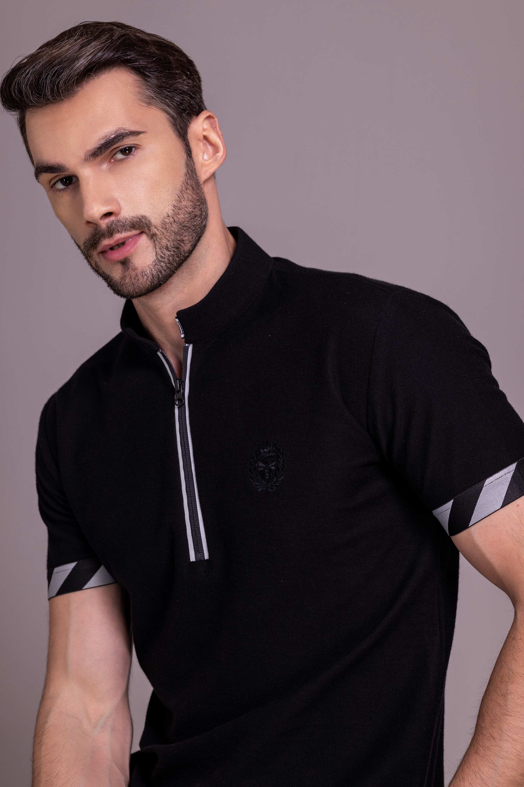 Black T- Shirt with Zipper