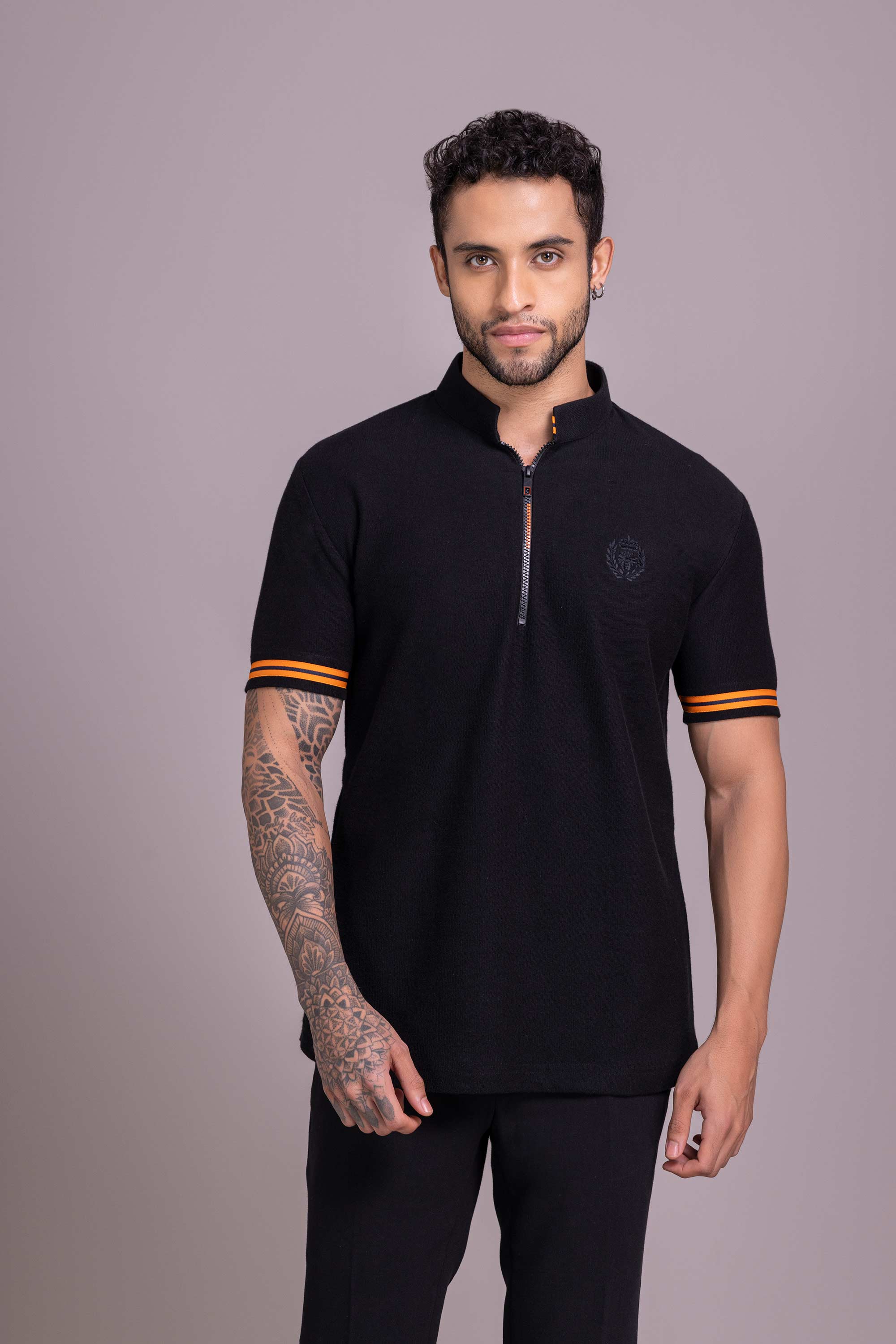 Black T- Shirt with Zipper