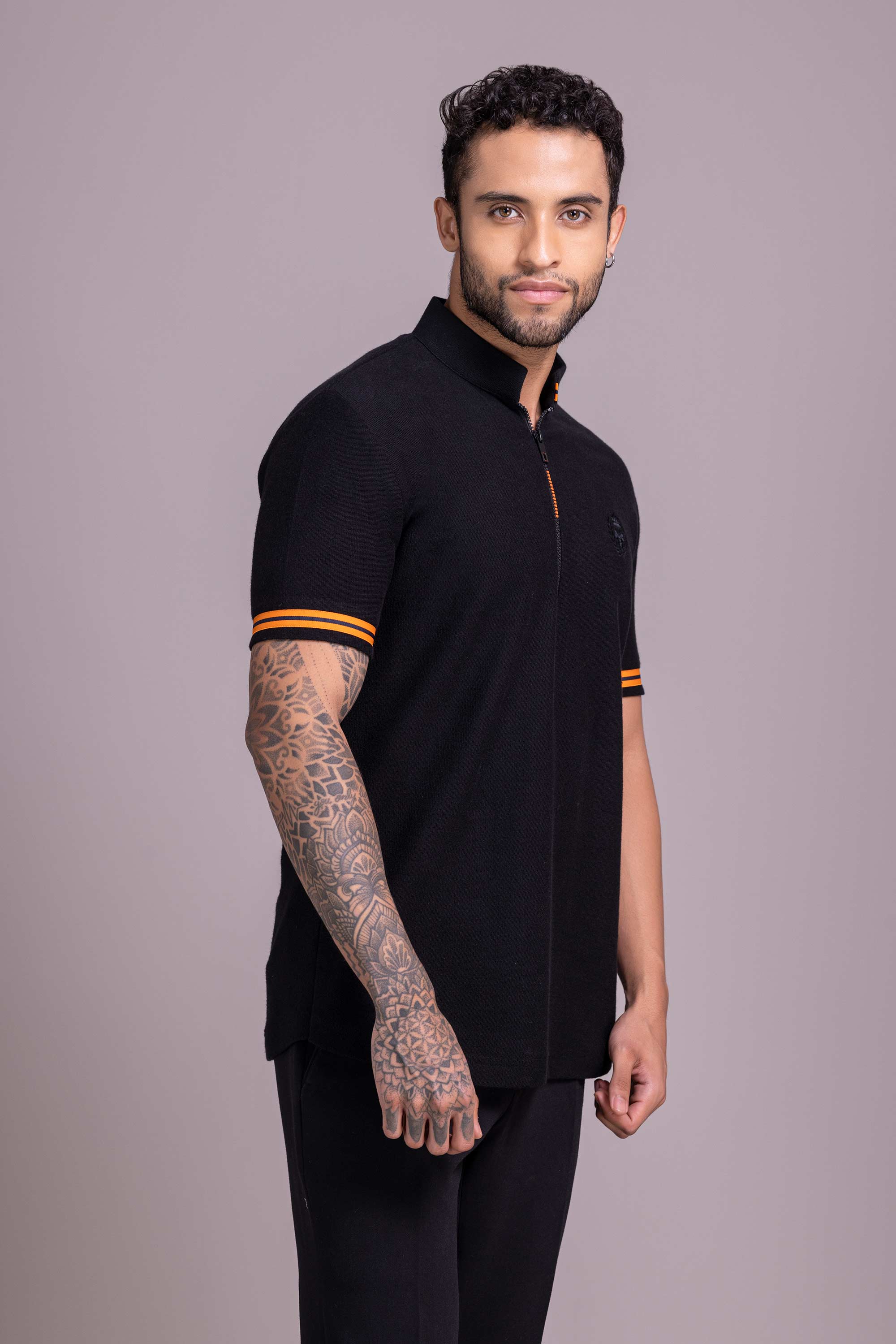 Black T- Shirt with Zipper