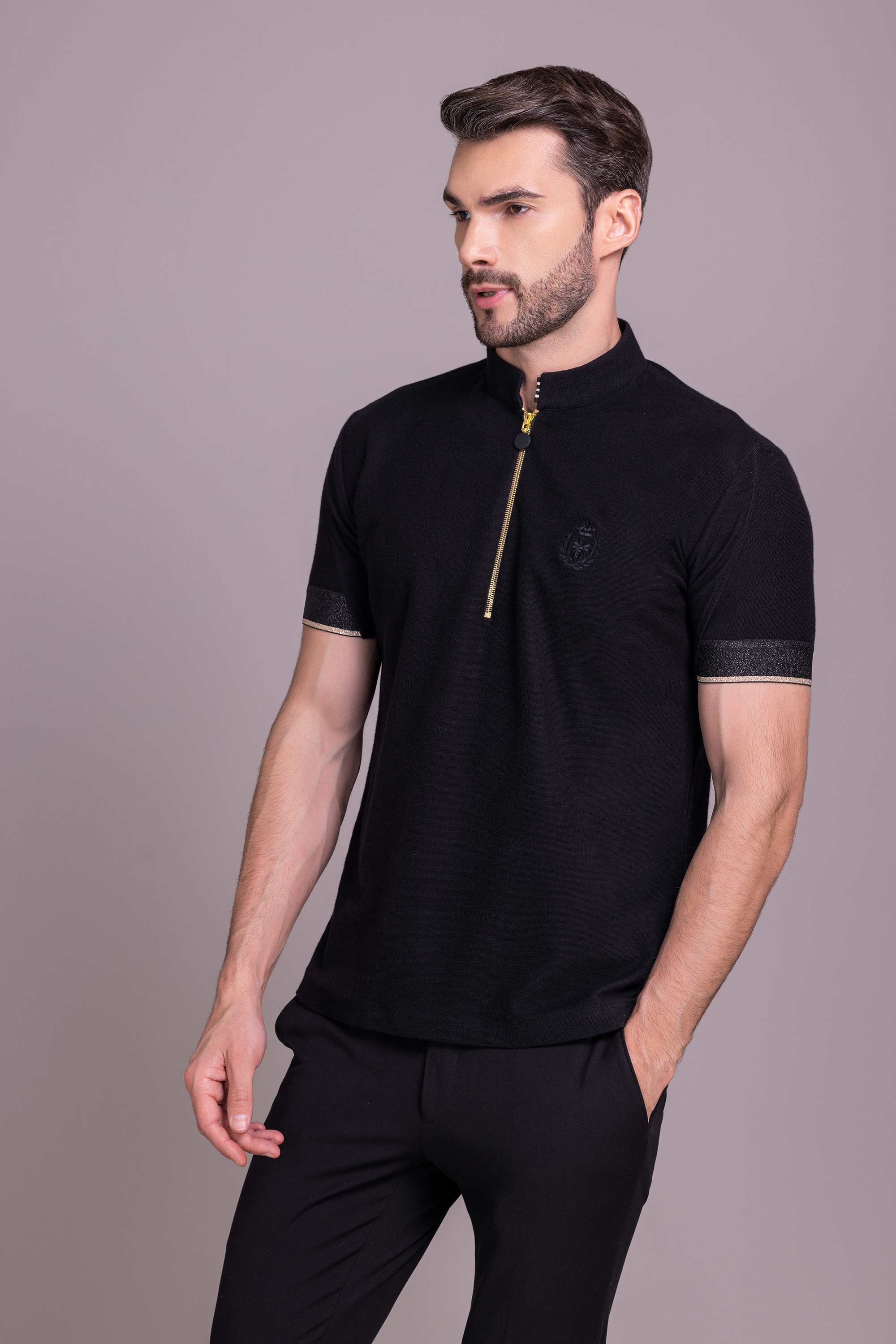Black T- Shirt with Zipper