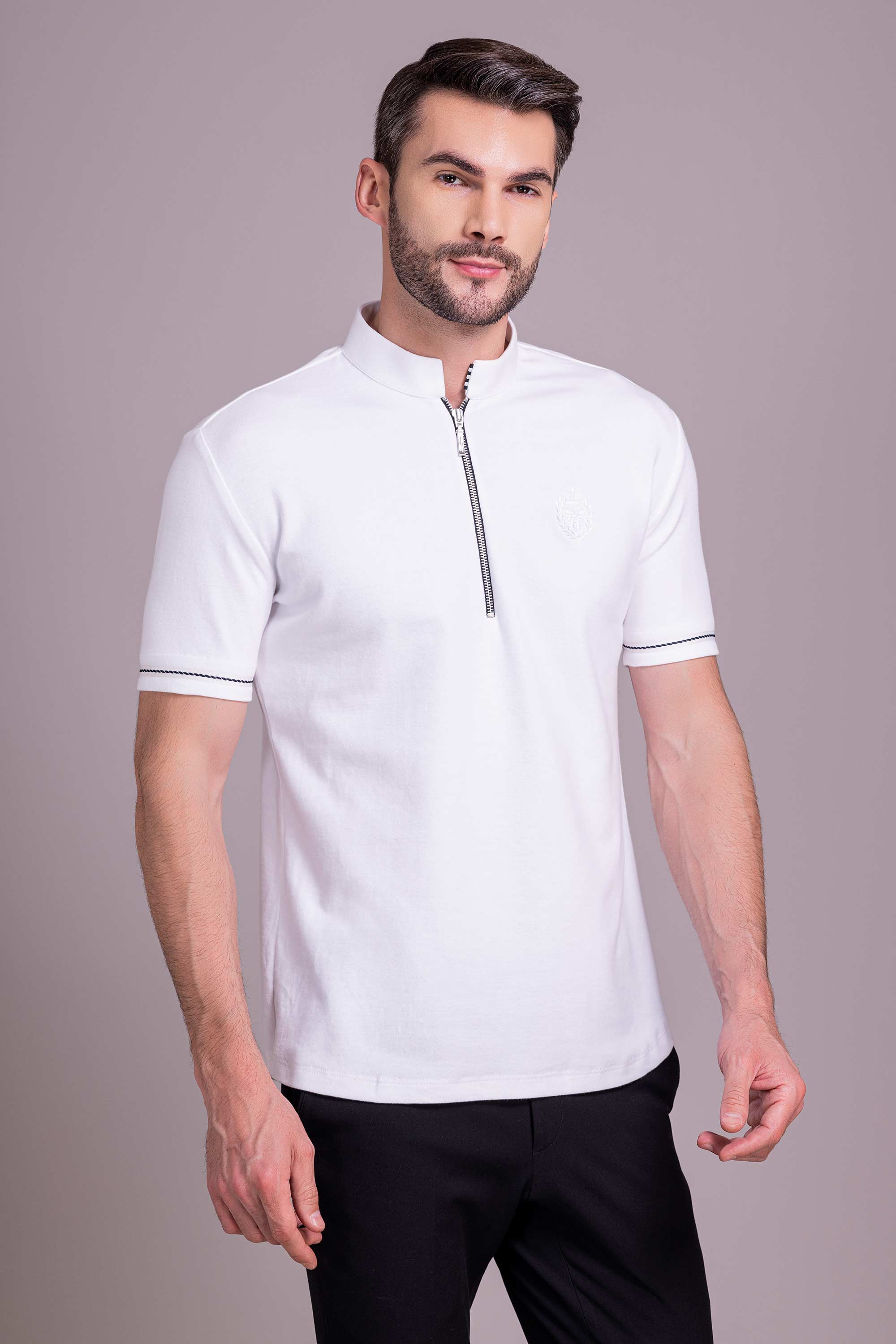 White T- Shirt with Zipper