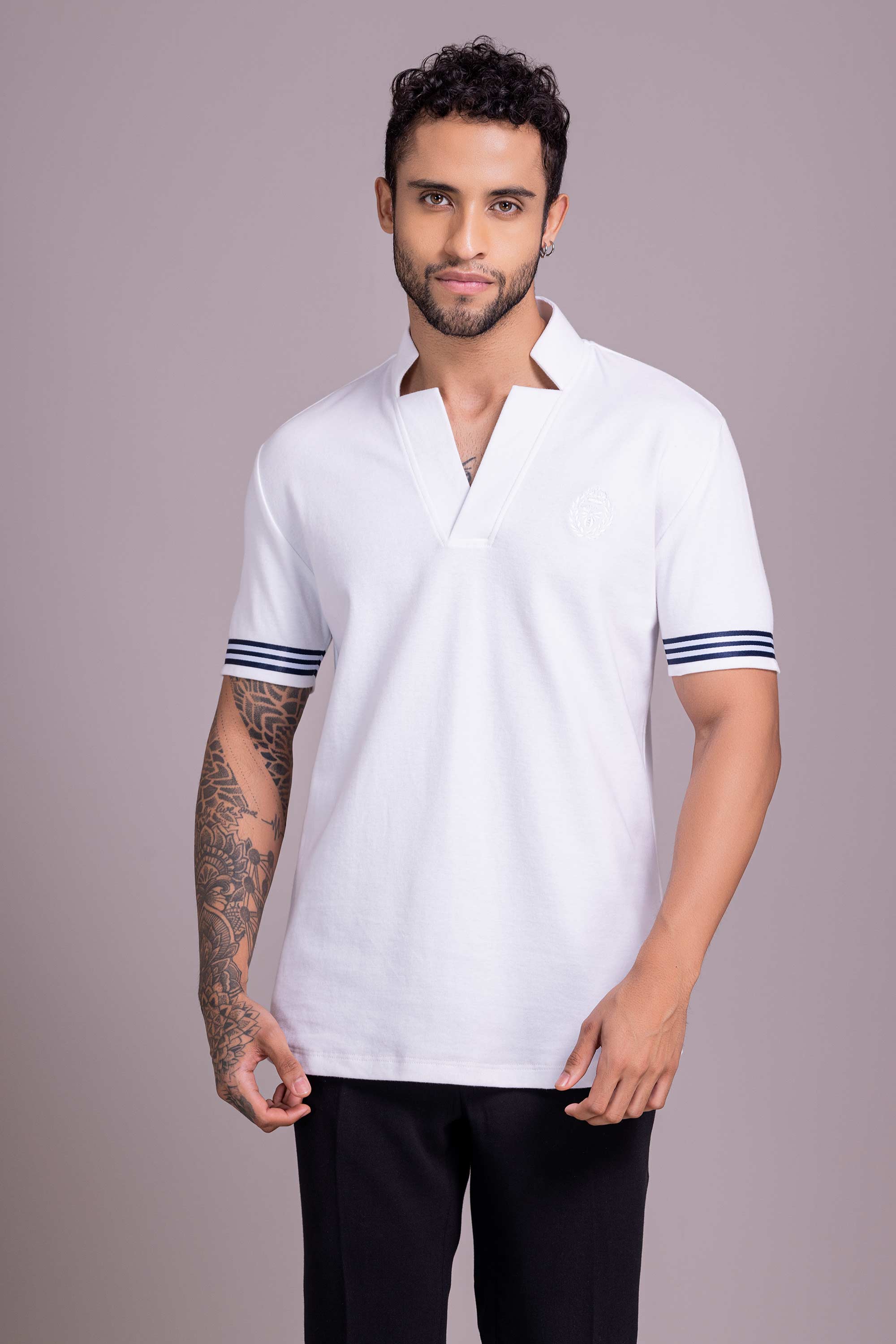 White T- Shirt with Zipper
