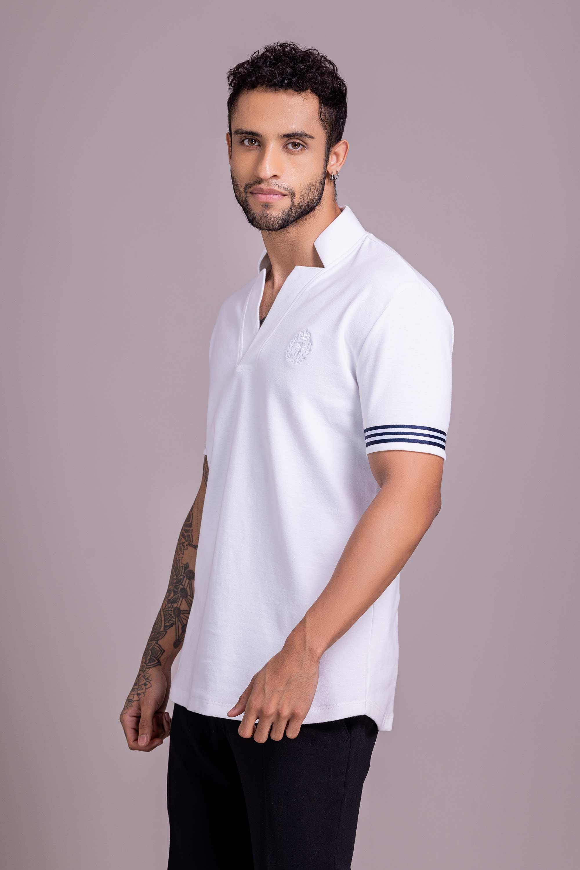 White T- Shirt with Zipper