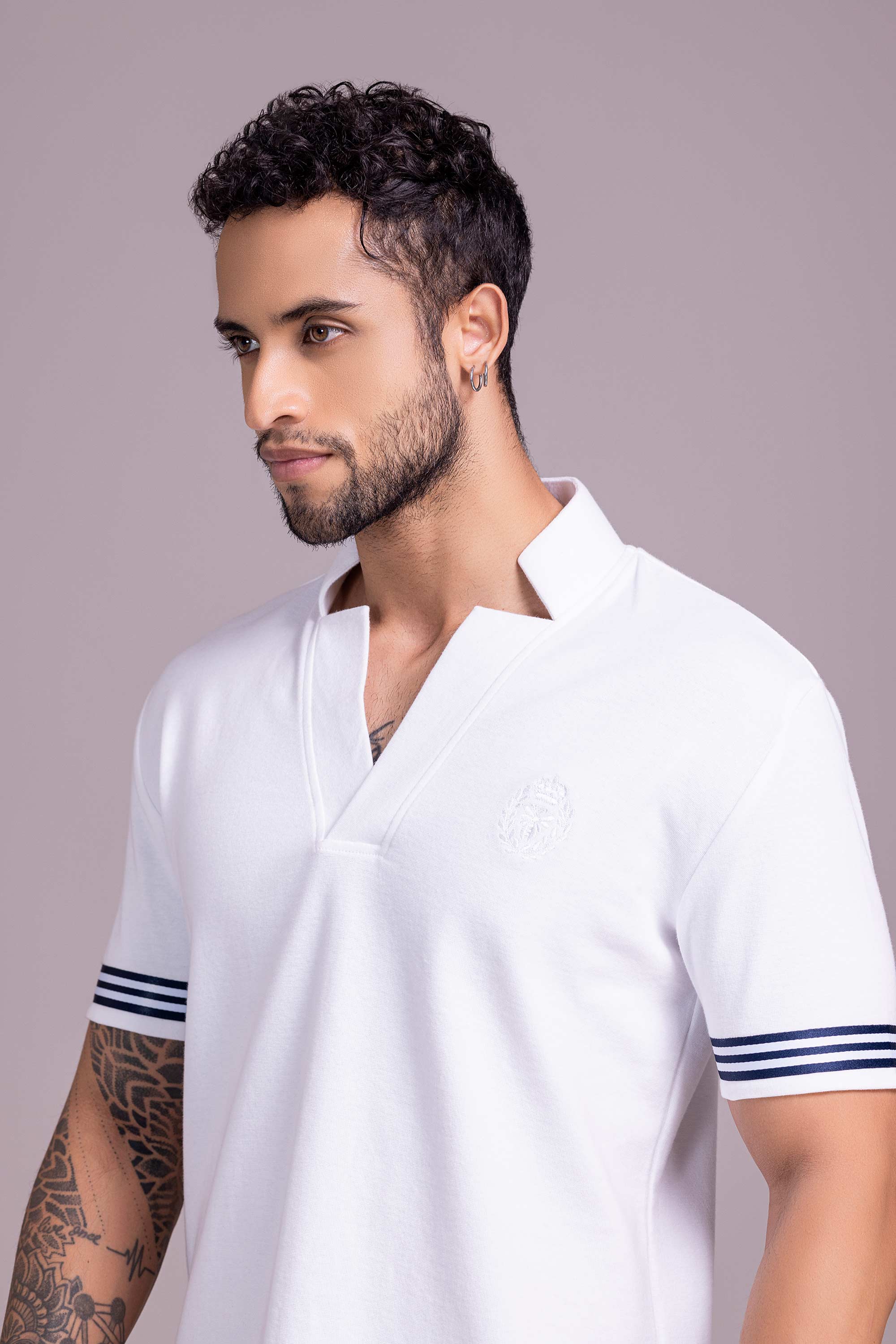 White T- Shirt with Zipper