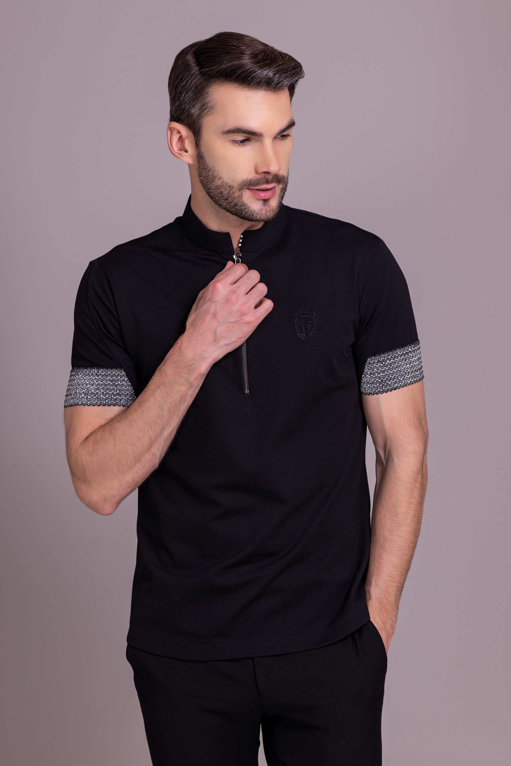 Black T- Shirt with Zipper