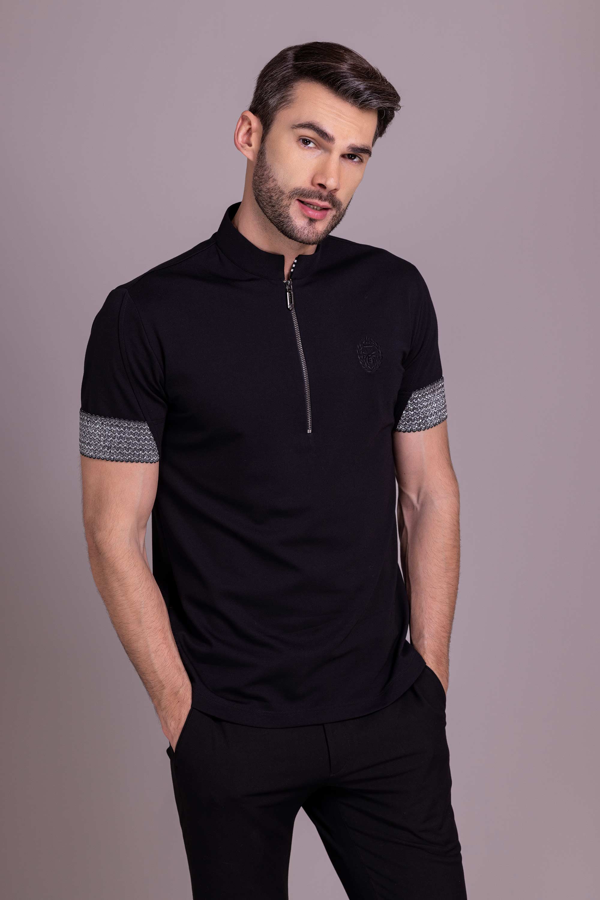 Black T- Shirt with Zipper