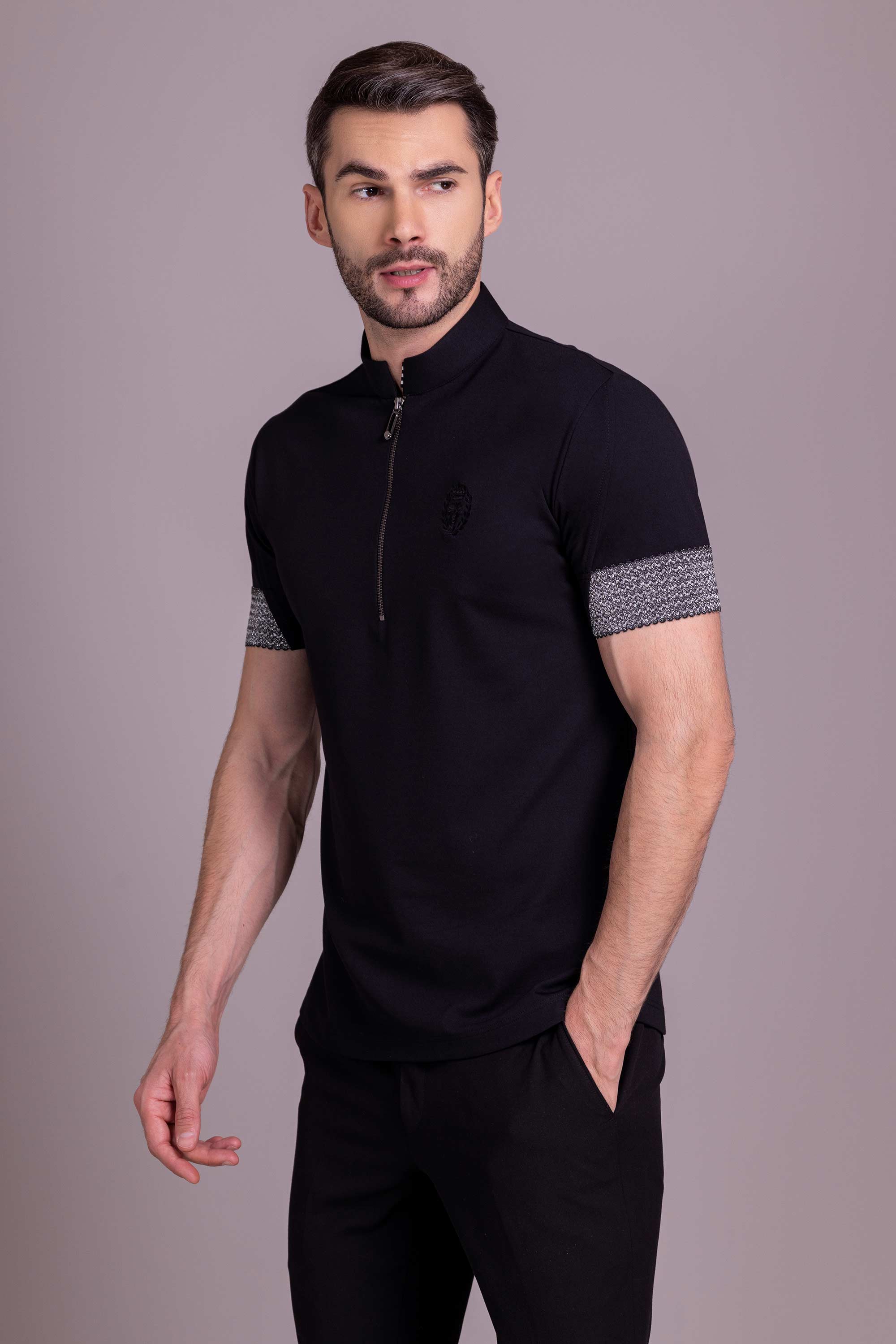 Black T- Shirt with Zipper