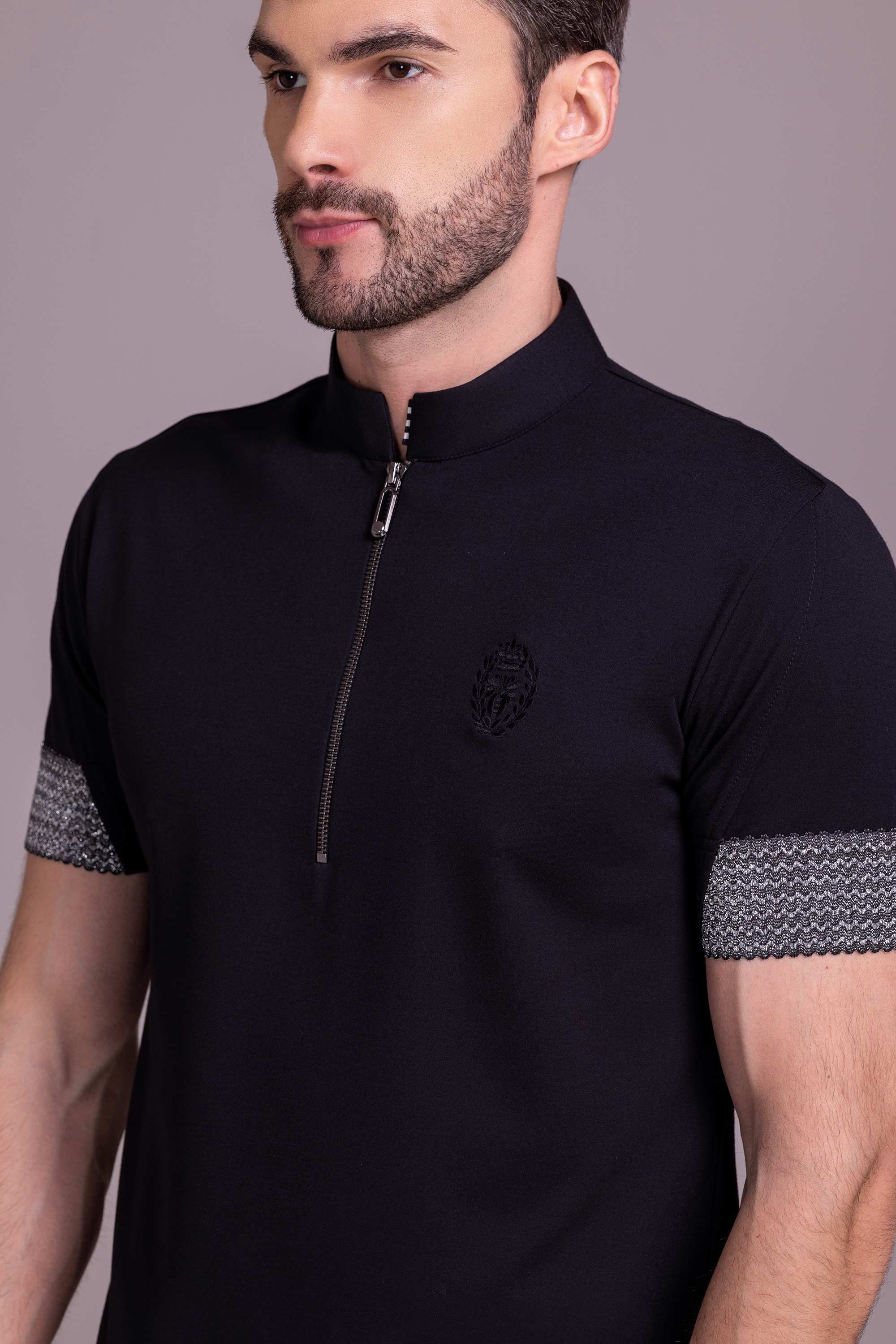 Black T- Shirt with Zipper