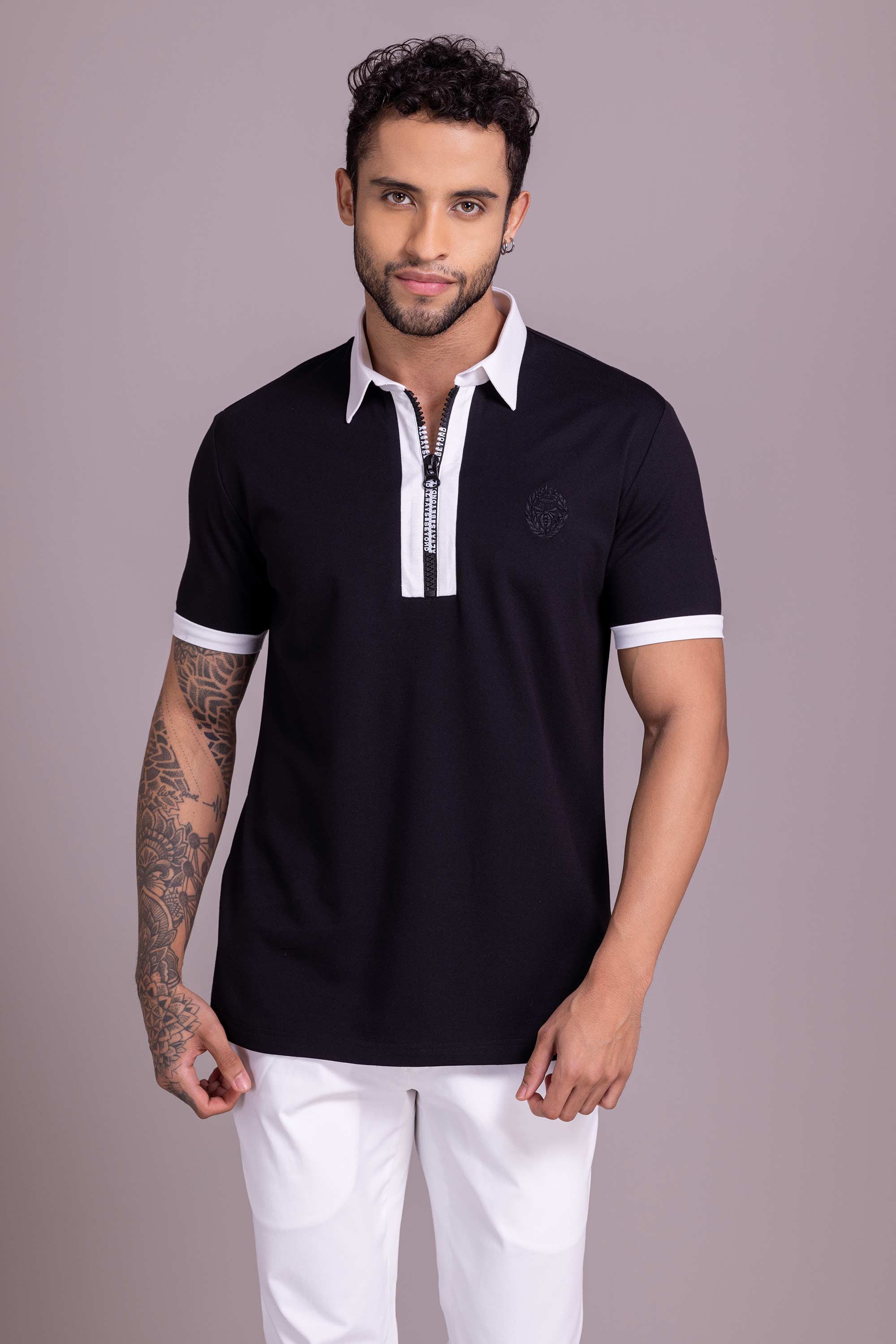 Black T- Shirt with Zipper