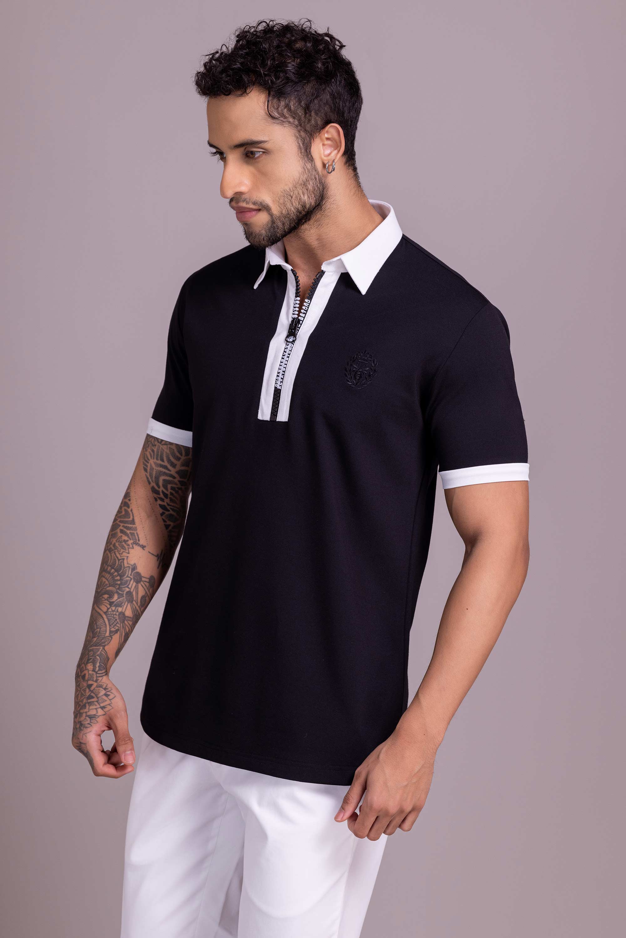 Black T- Shirt with Zipper