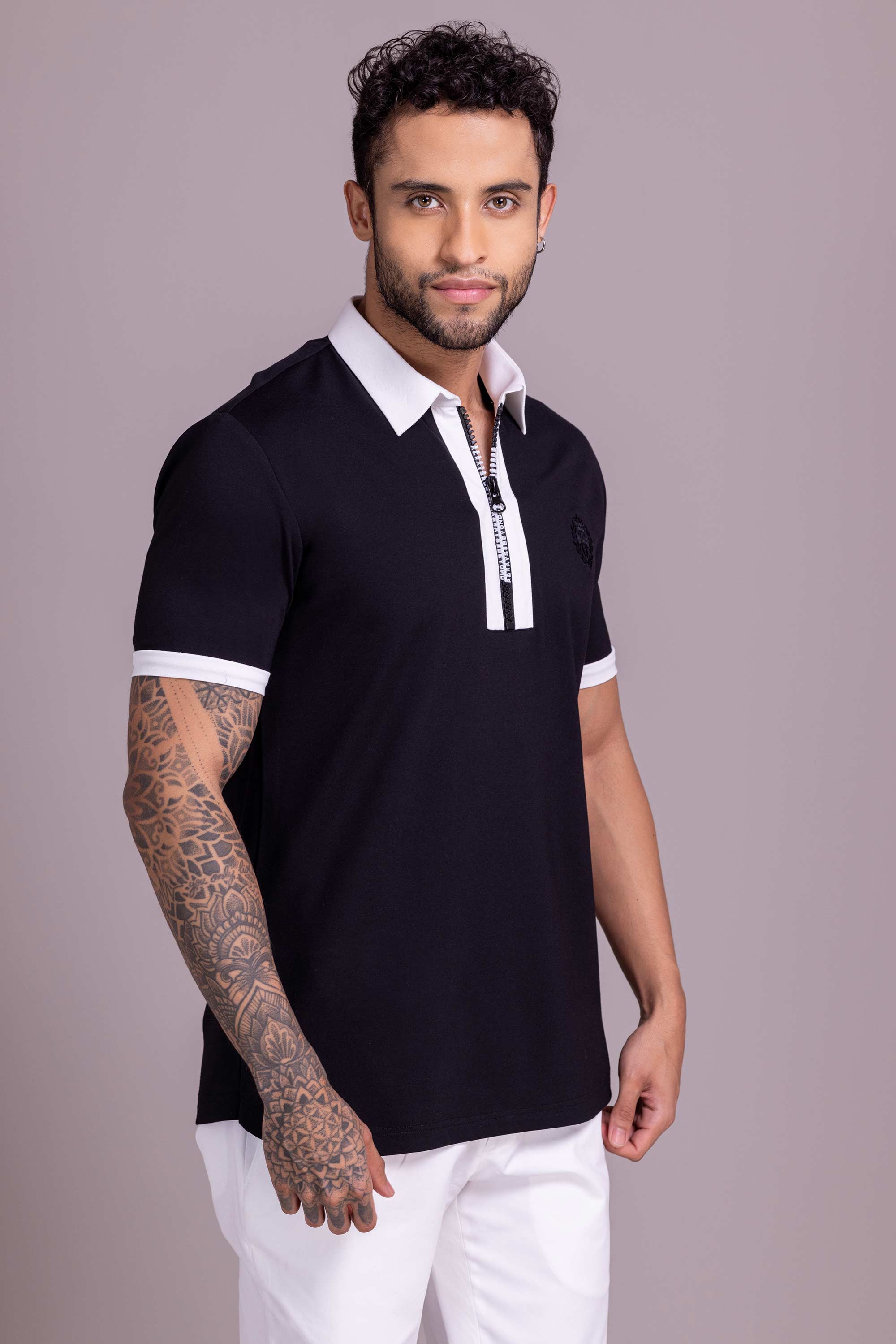 Black T- Shirt with Zipper