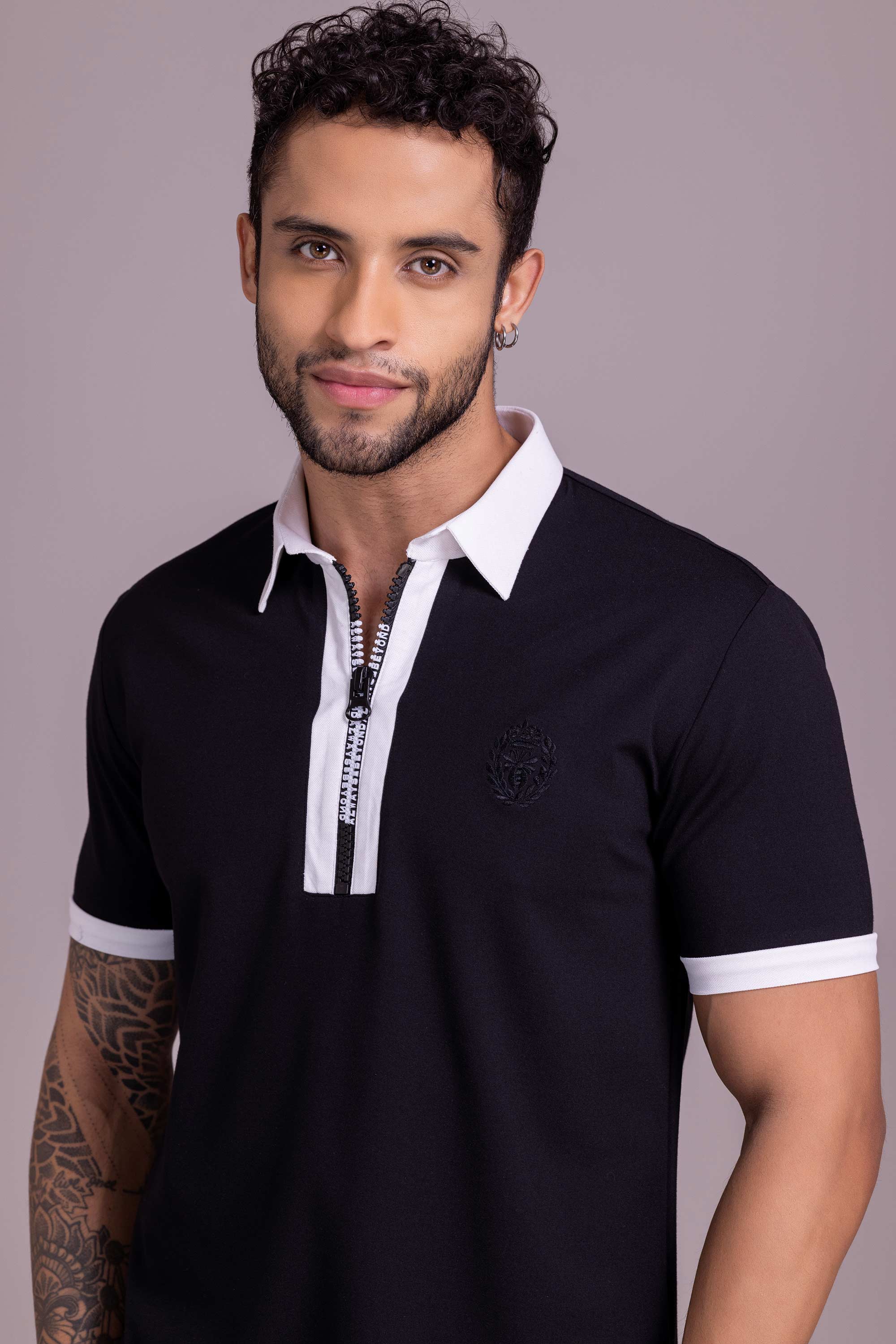 Black T- Shirt with Zipper