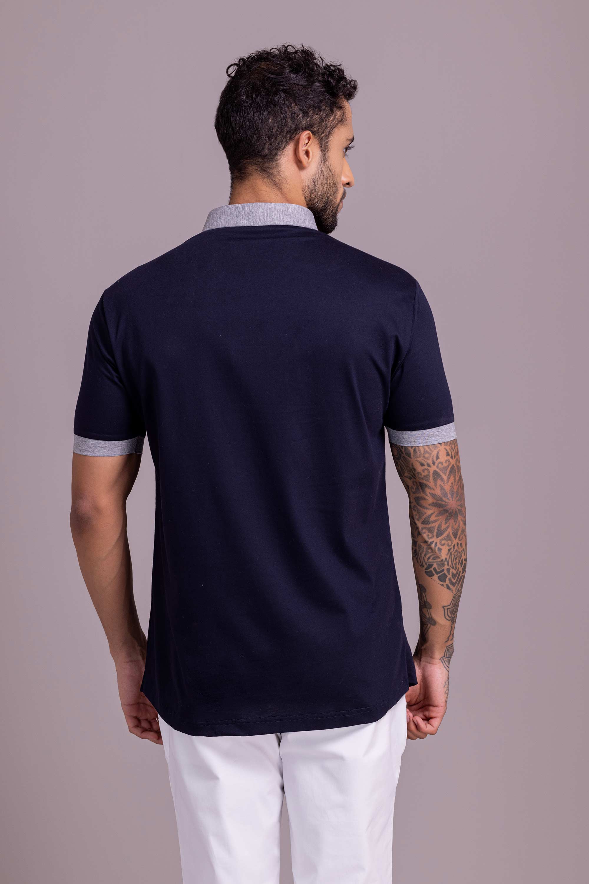 Navy Blue T- Shirt with Zipper