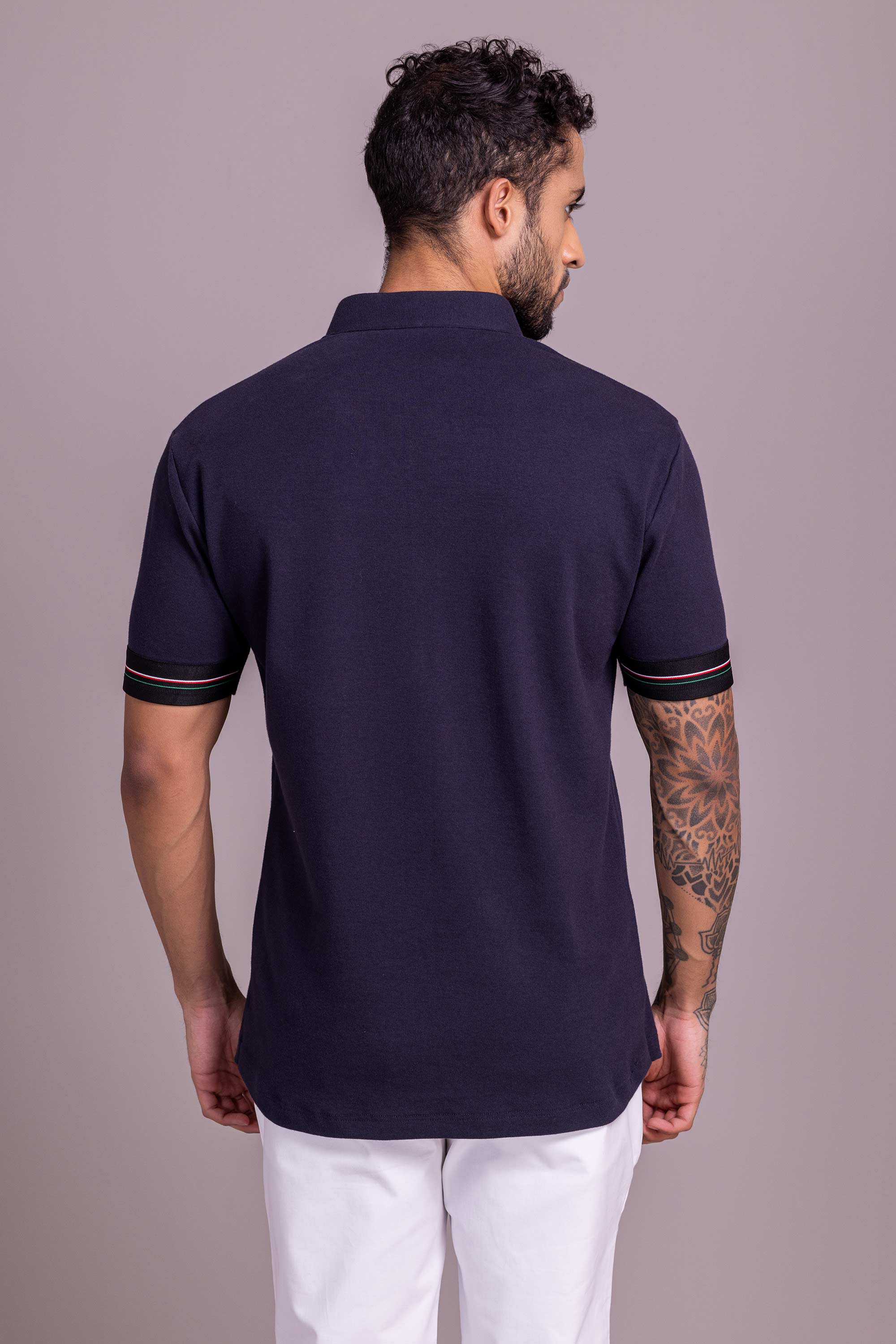 Navy Blue T- Shirt with Zipper