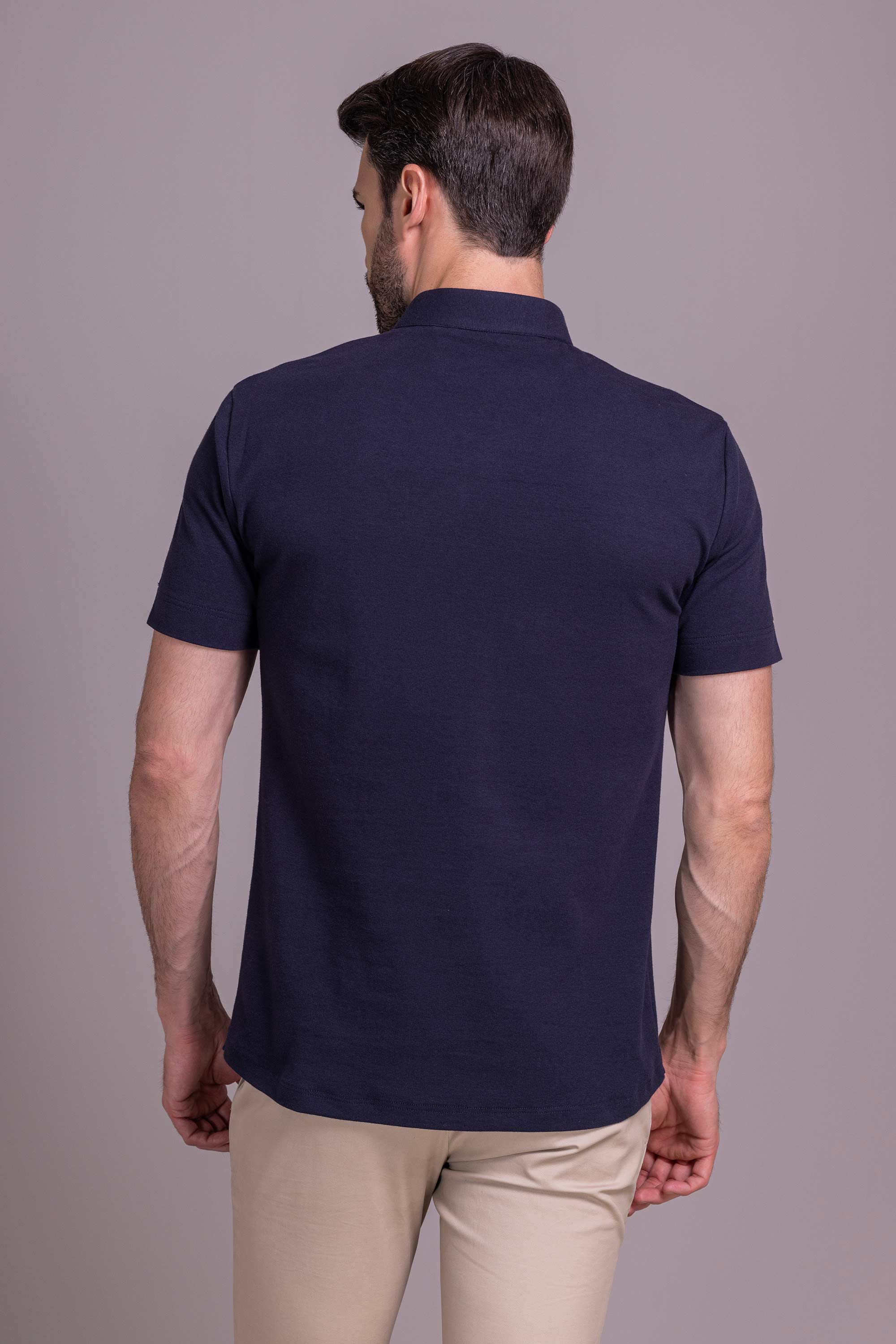 Navy Blue T- Shirt with Zipper