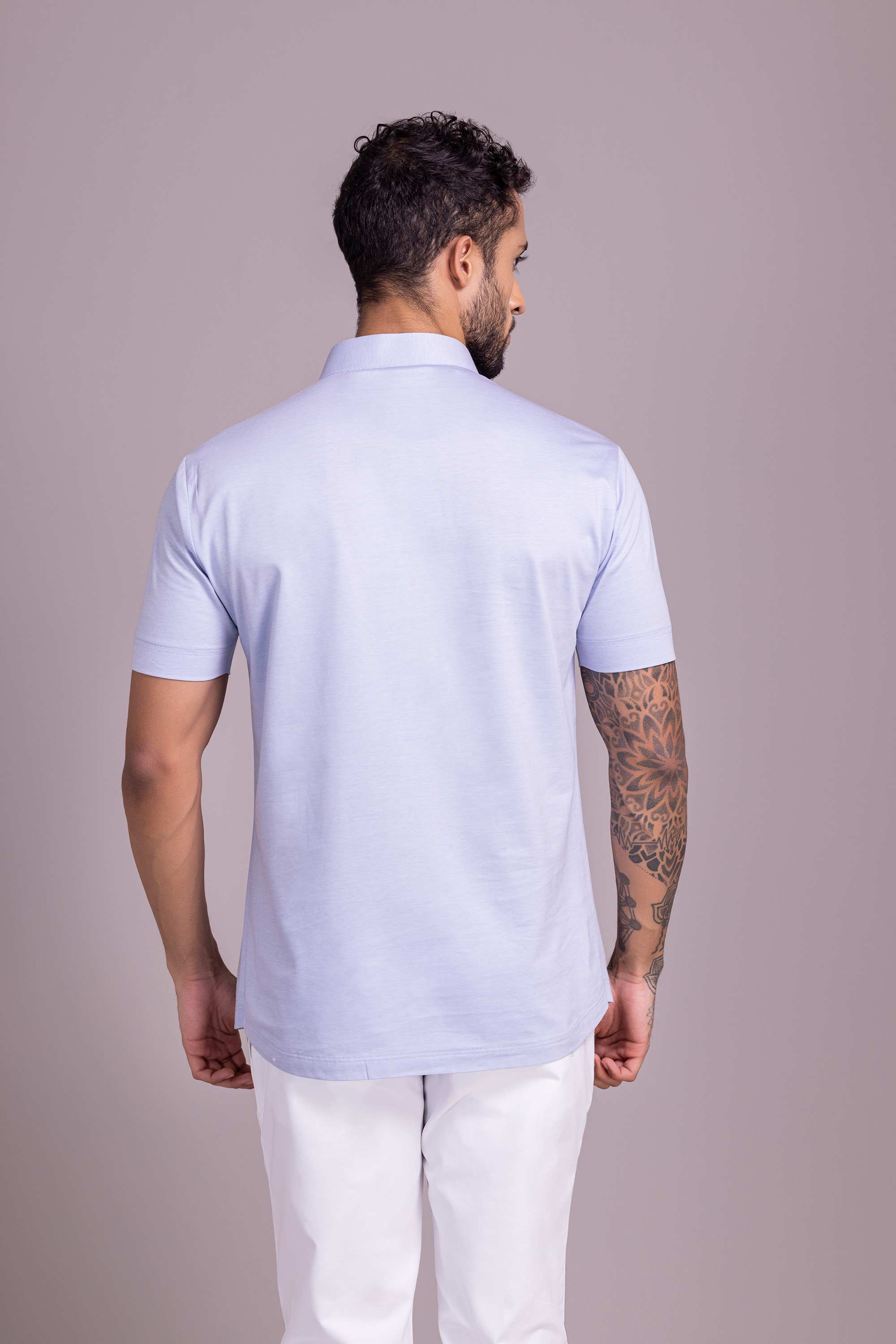 Powder Blue T- Shirt with Zipper